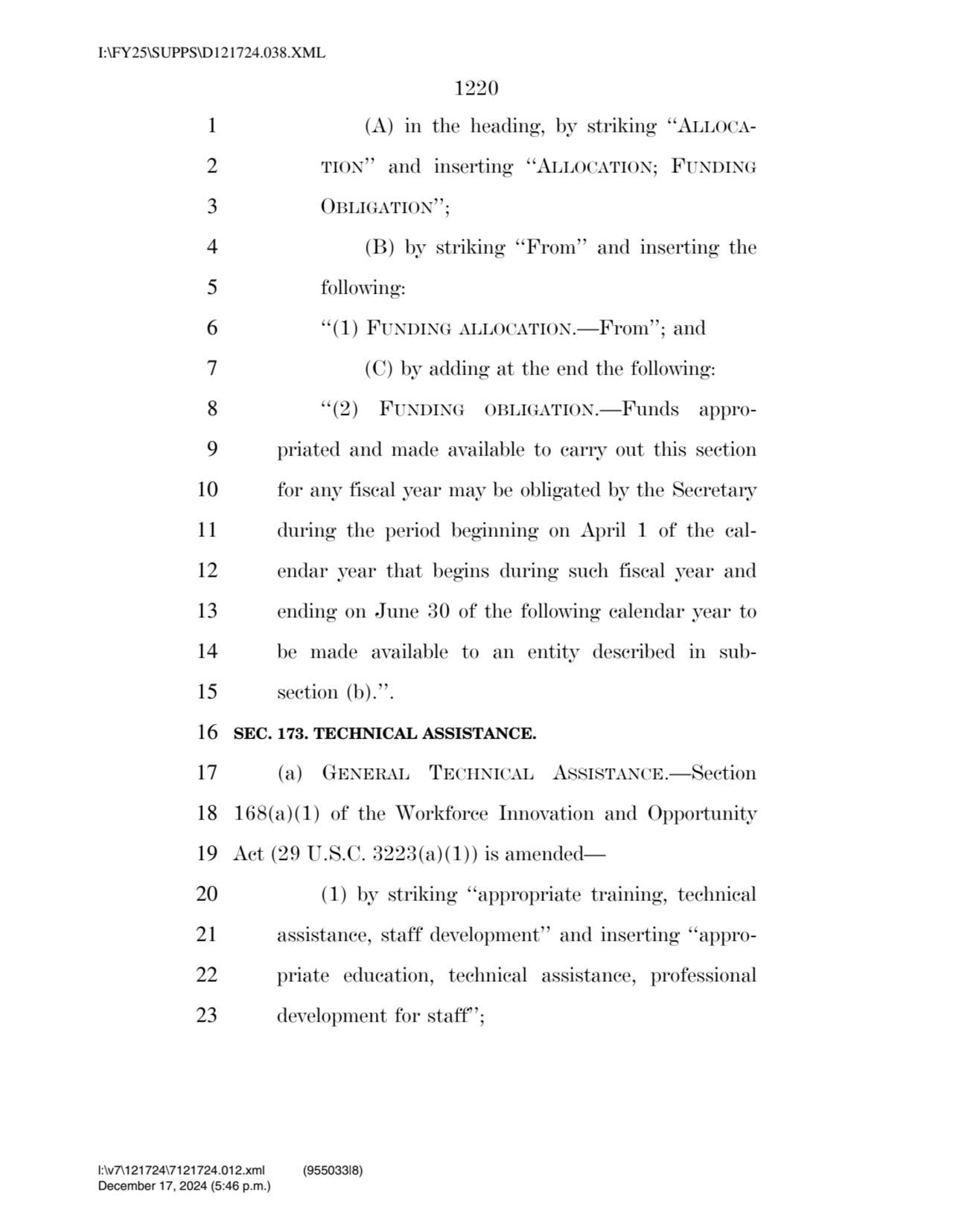 1220 
1 (A) in the heading, by striking ‘‘ALLOCA2 TION’’ and inserting ‘‘ALLOCATION; FUNDING
3 O…