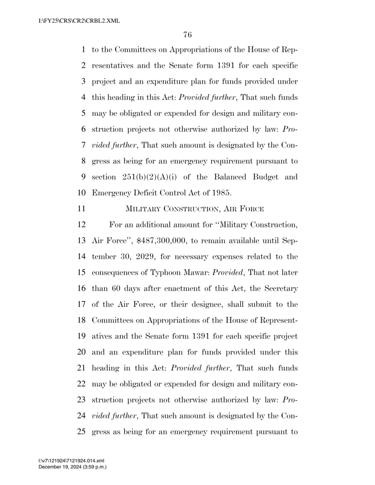 76 
1 to the Committees on Appropriations of the House of Rep2 resentatives and the Senate form 1…