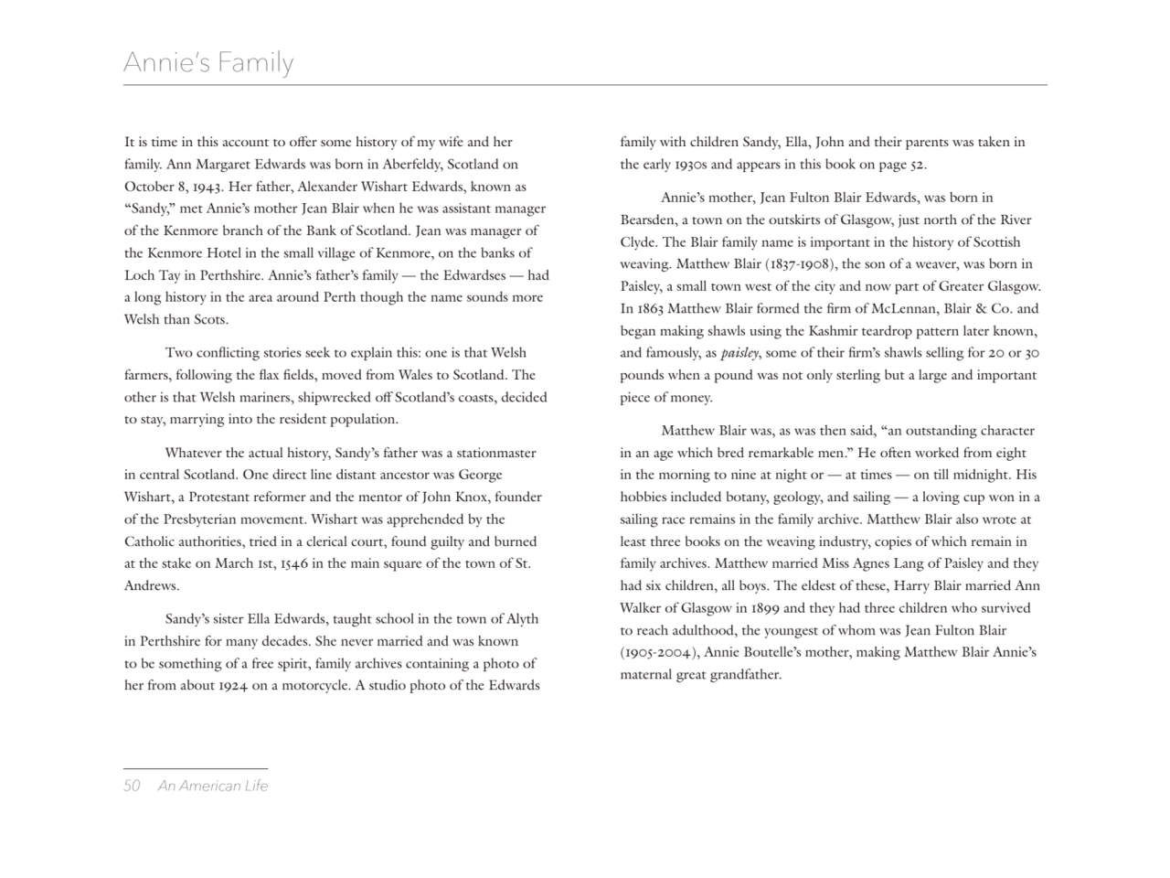 50 An American Life
Annie’s Family
It is time in this account to offer some history of my wife an…