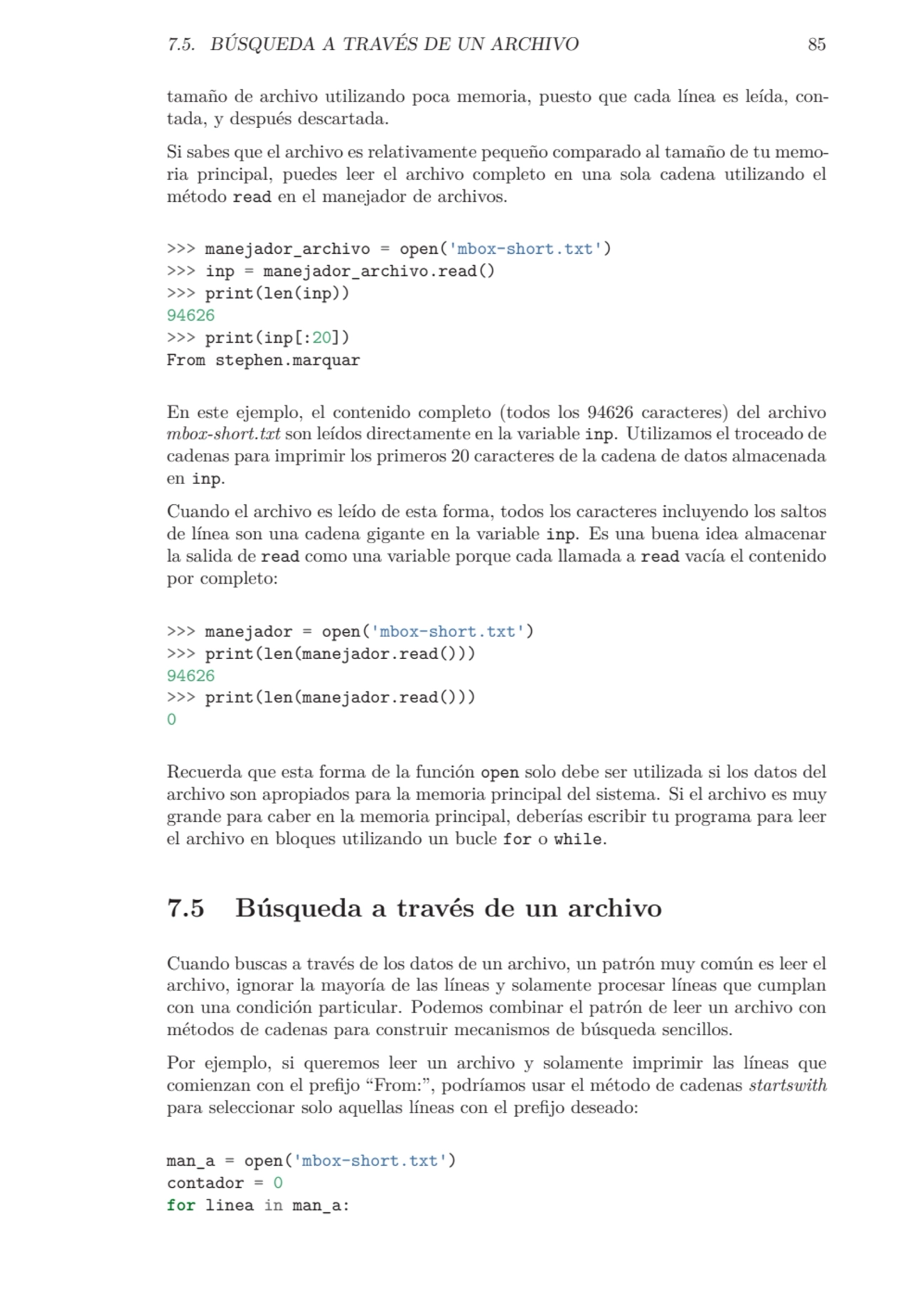 7.5. BÚSQUEDA A TRAVÉS DE UN ARCHIVO 85
tamaño de archivo utilizando poca memoria, puesto que cada…