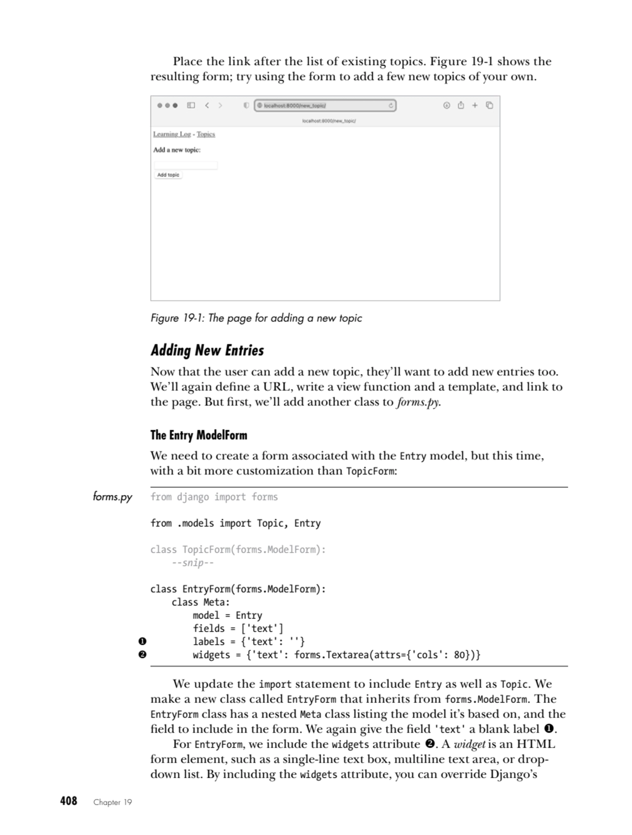 408   Chapter 19
Place the link after the list of existing topics. Figure 19-1 shows the 
resulti…