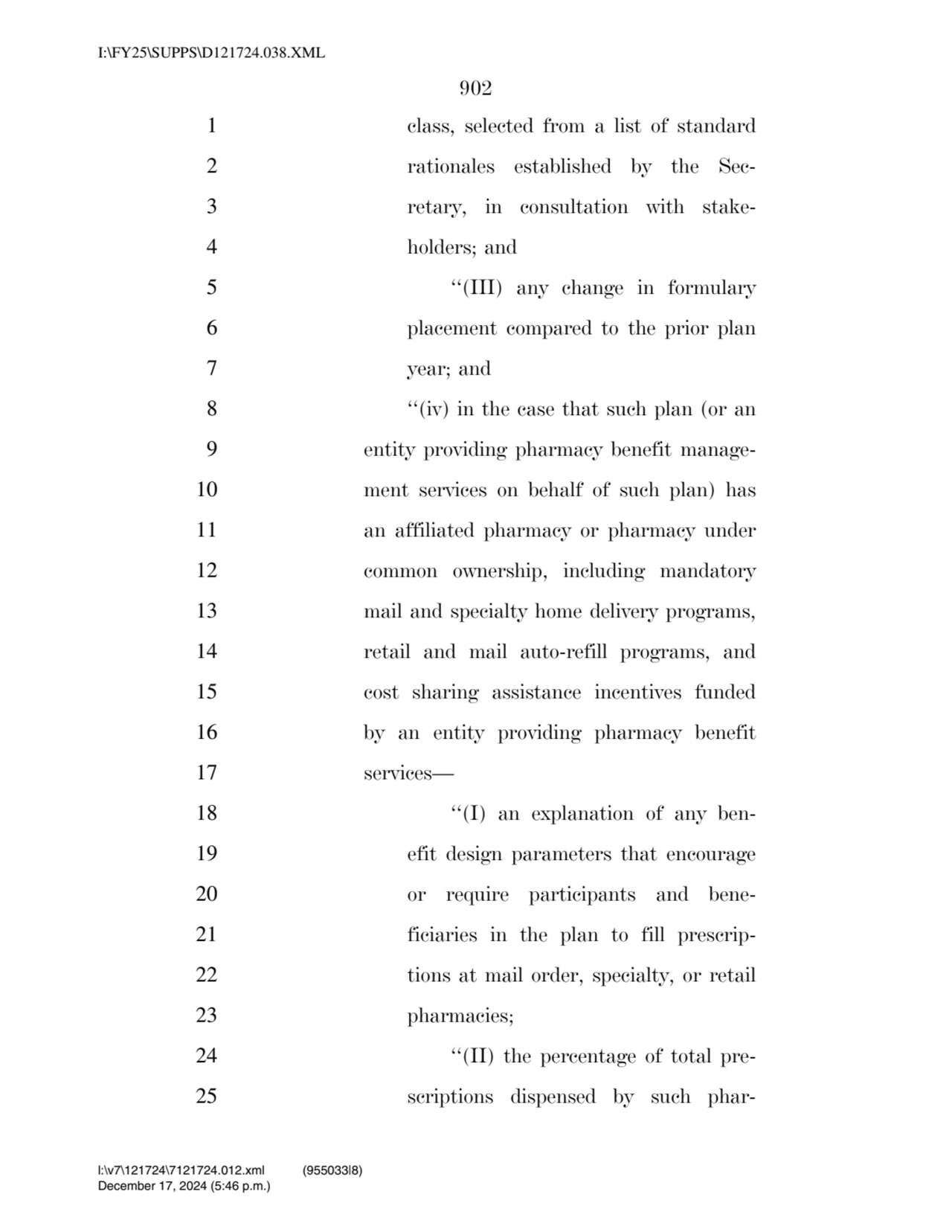 902 
1 class, selected from a list of standard 
2 rationales established by the Sec3 retary, in …