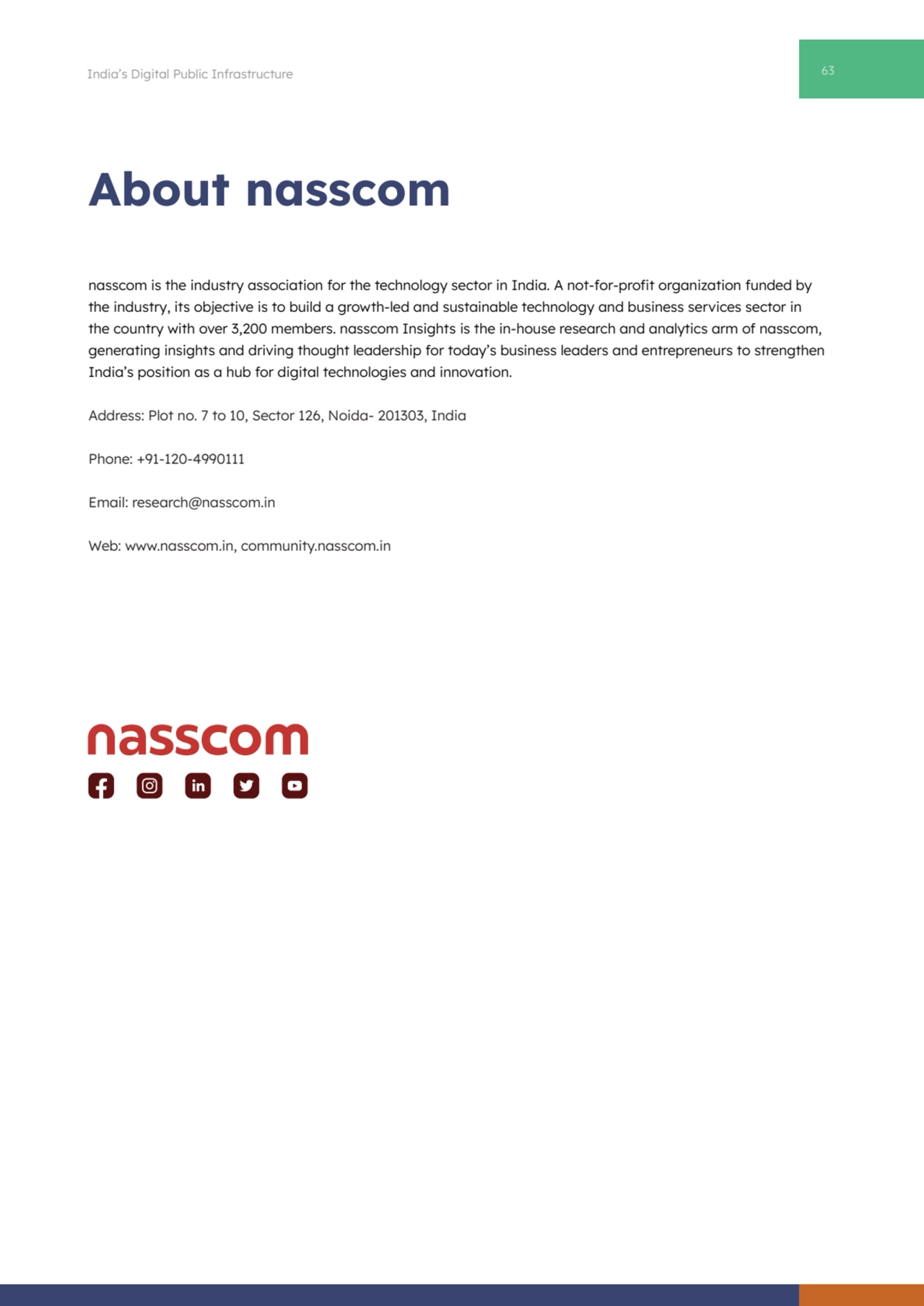 63 India’s Digital Public Infrastructure
About nasscom
nasscom is the industry association for th…