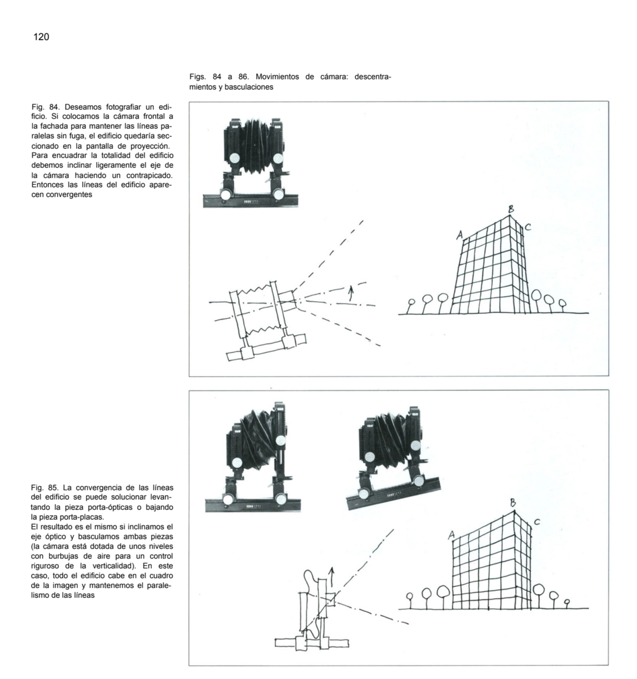 120
Figs. 84 a 86. Movimientos de cámara: descentramientos y basculaciones
Fig. 84. Deseamos fot…