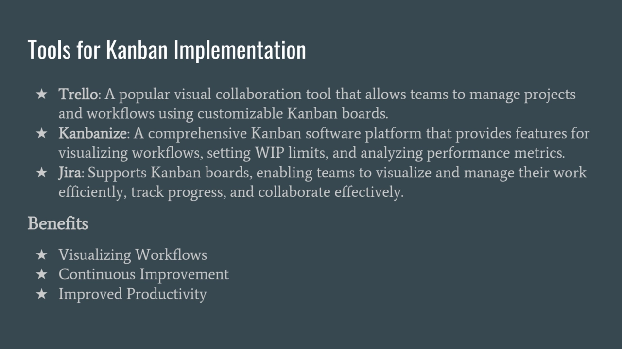 Tools for Kanban Implementation
★ Trello: A popular visual collaboration tool that allows teams to…