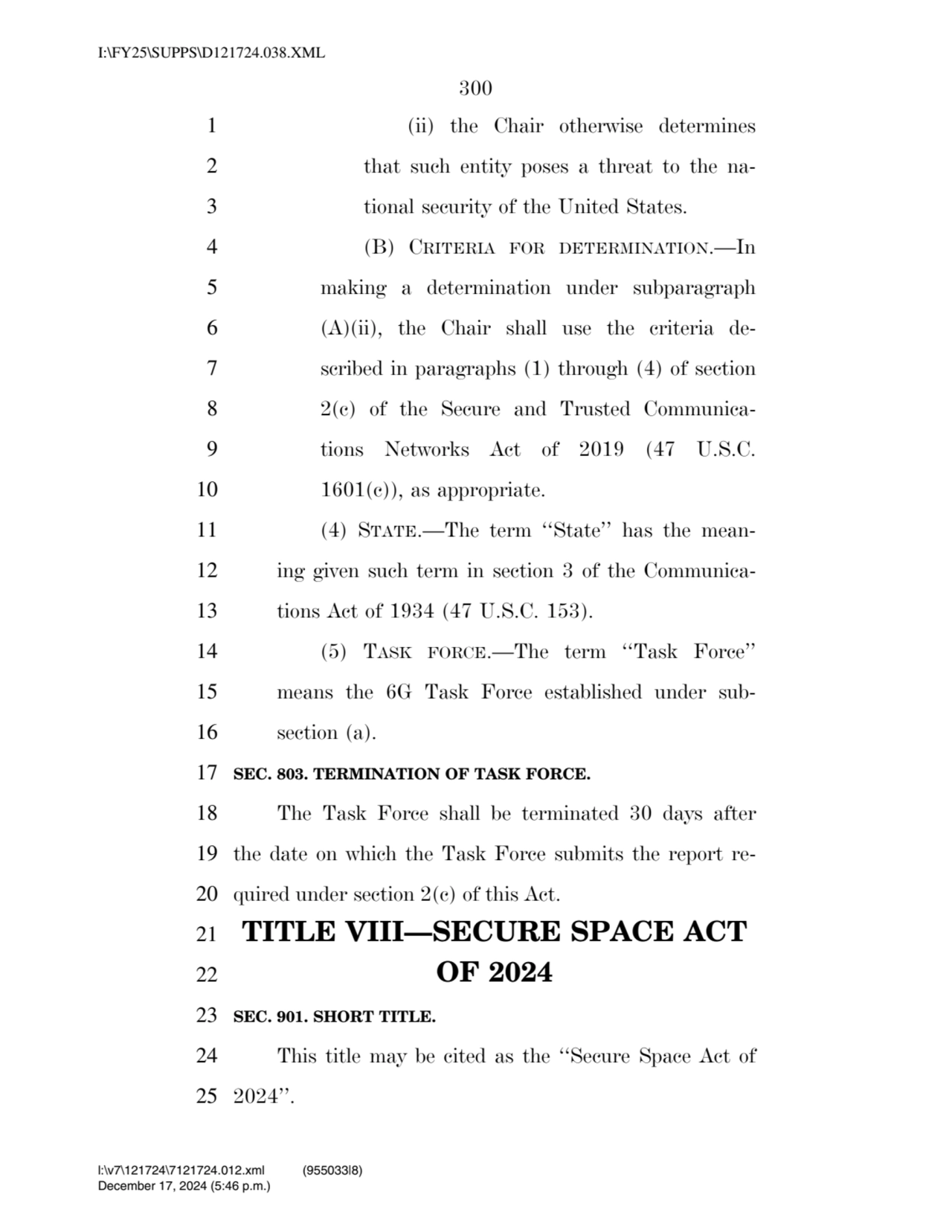 300 
1 (ii) the Chair otherwise determines 
2 that such entity poses a threat to the na3 tional …