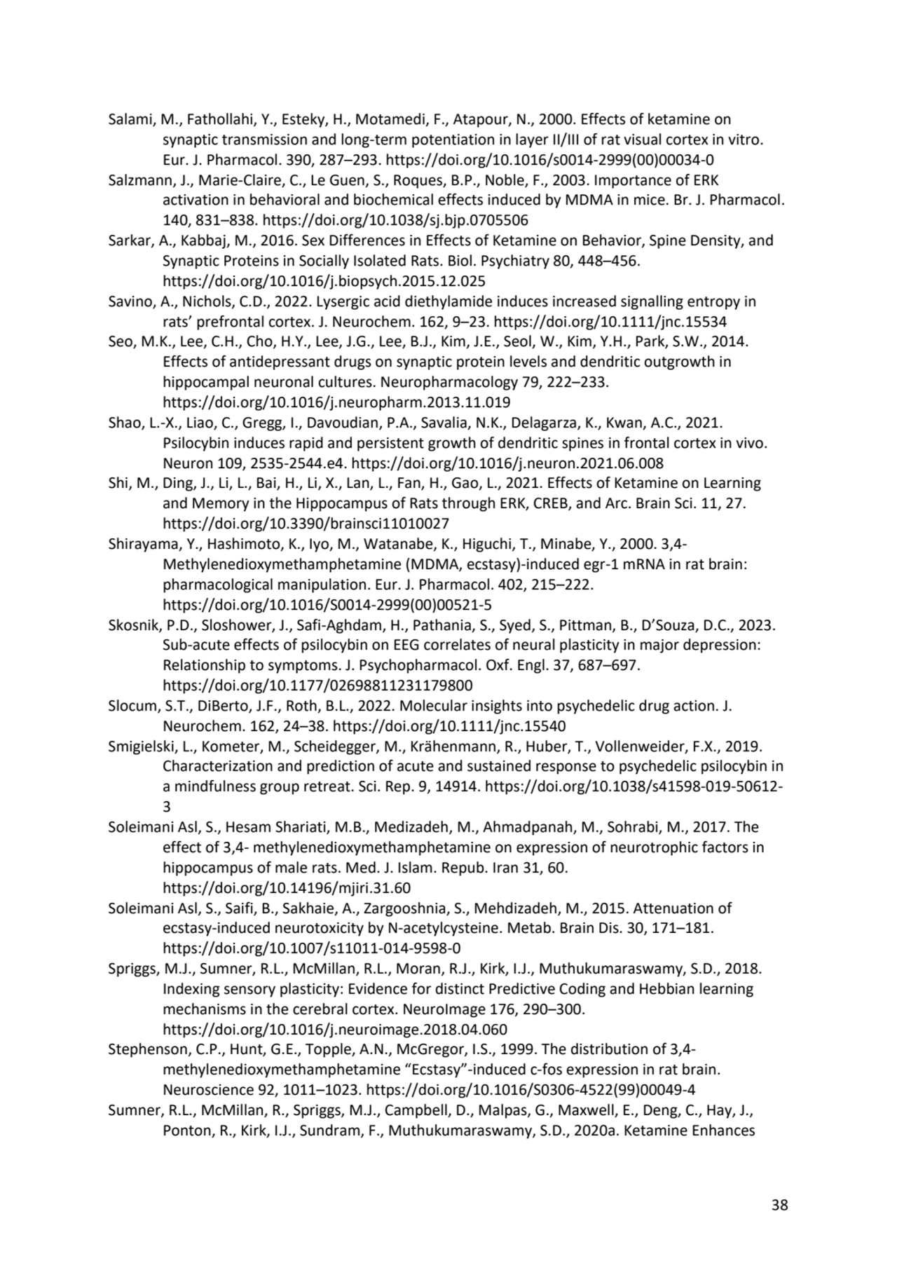 38
Salami, M., Fathollahi, Y., Esteky, H., Motamedi, F., Atapour, N., 2000. Effects of ketamine on…