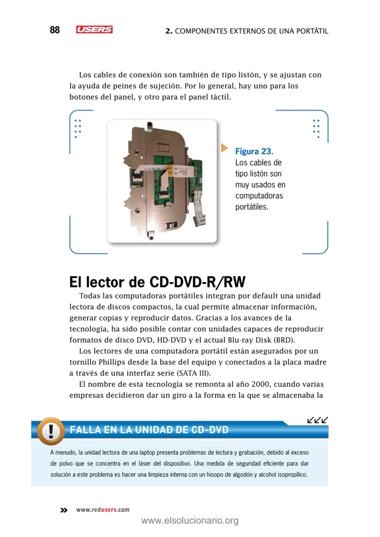 88 2. Componentes externos de una portátil
www.redusers.com
Los cables de conexión son también de…