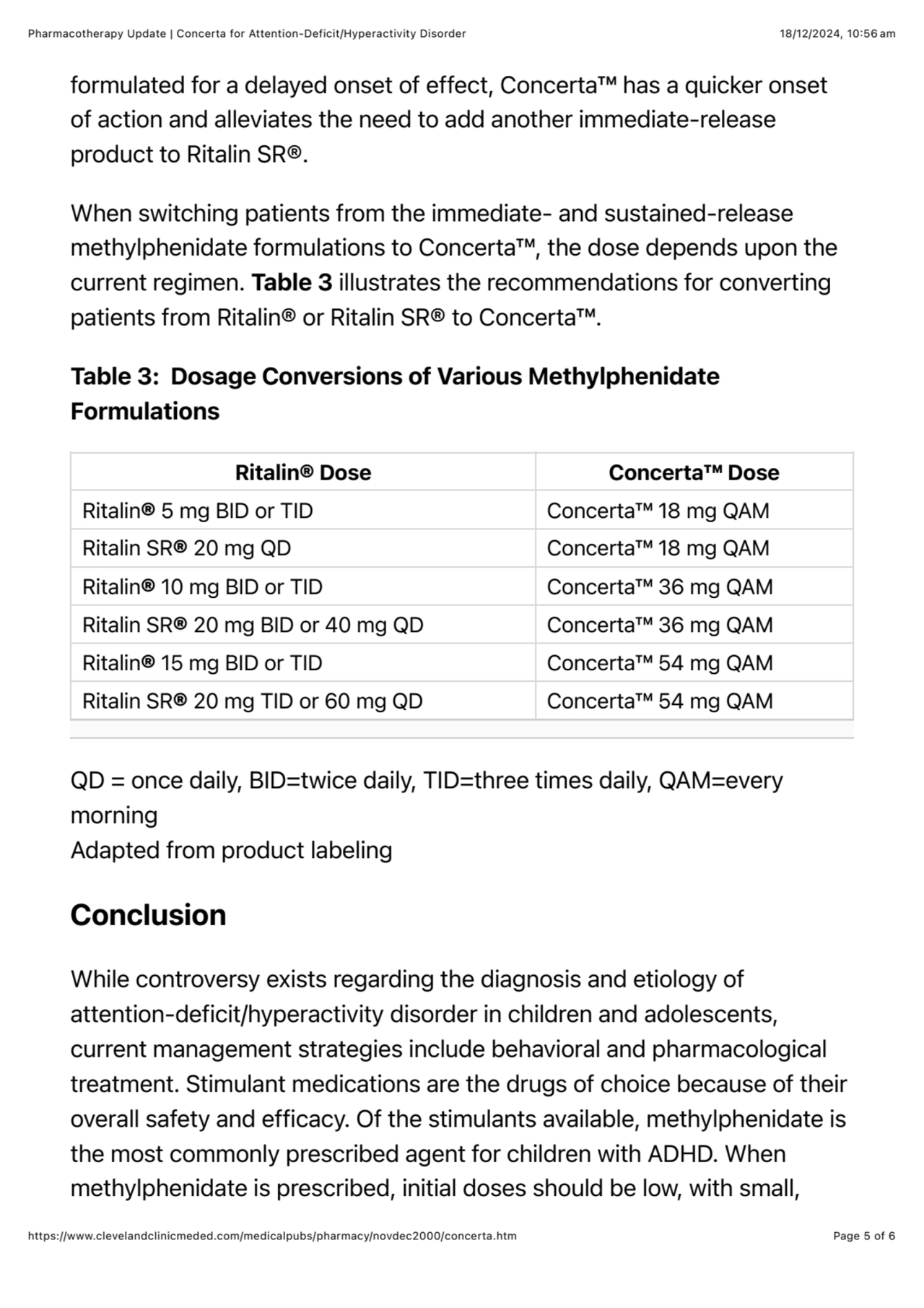 Pharmacotherapy Update | Concerta for Attention-Deficit/Hyperactivity Disorder 18/12/2024, 10:56 am…