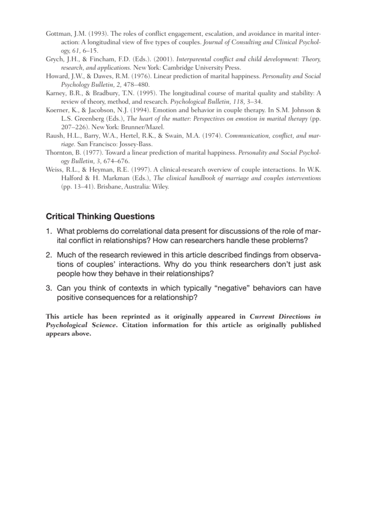 Gottman, J.M. (1993). The roles of conflict engagement, escalation, and avoidance in marital inter…