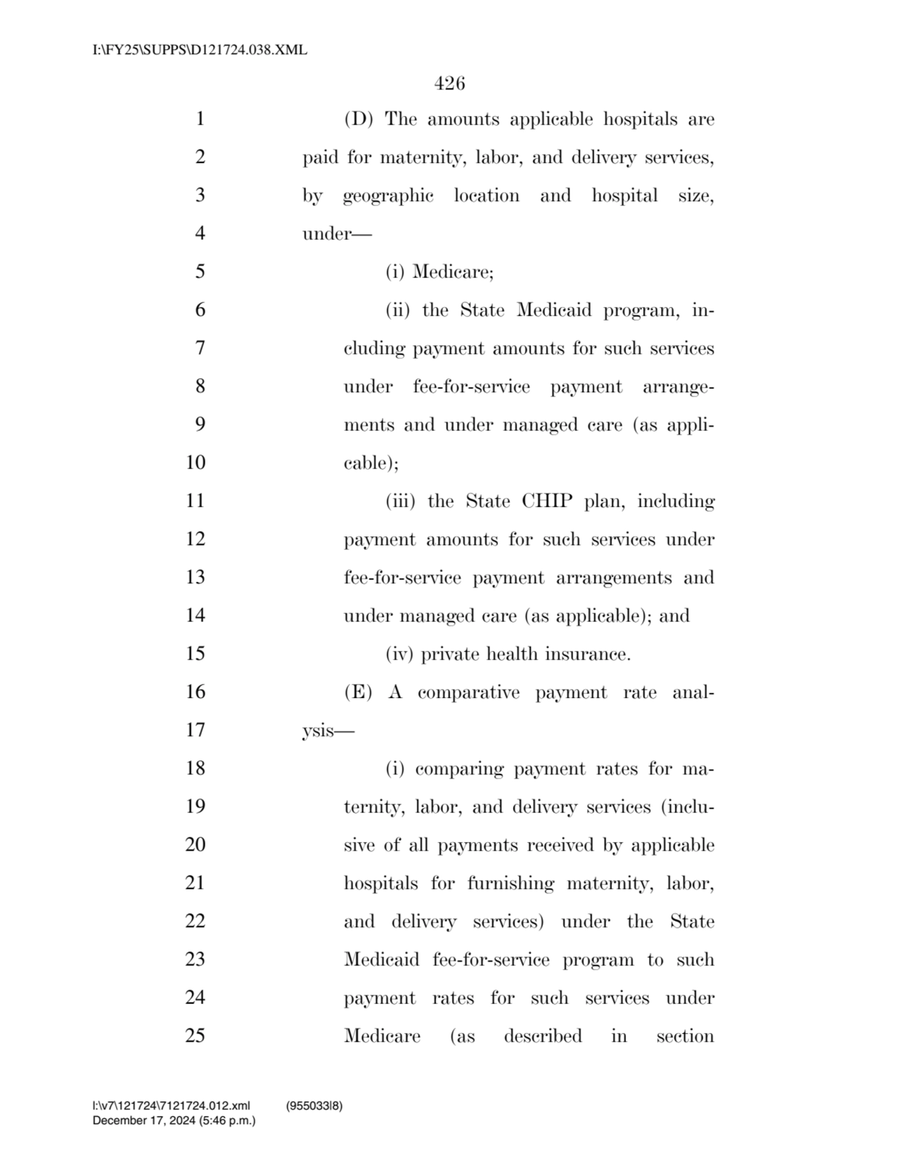 426 
1 (D) The amounts applicable hospitals are 
2 paid for maternity, labor, and delivery servic…