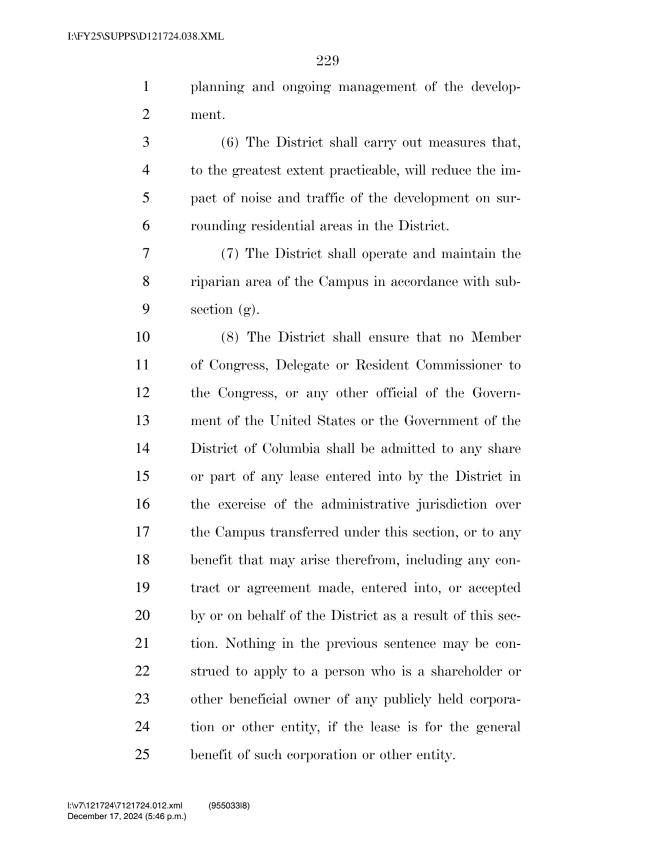 229 
1 planning and ongoing management of the develop2 ment. 
3 (6) The District shall carry out…