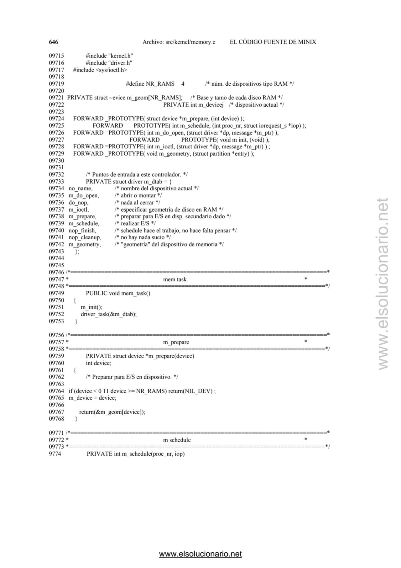 646 Archivo: src/kemel/memory.c EL CÓDIGO FUENTE DE MINIX 
09715 #include "kernel.h" 
09716 #incl…