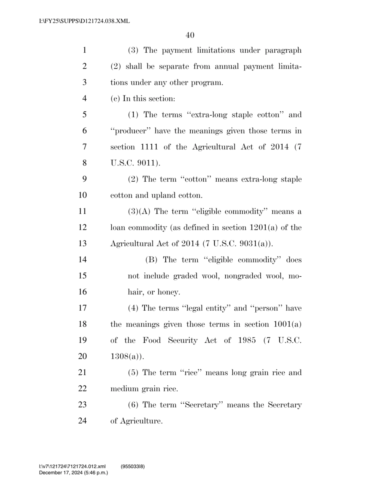 40 
1 (3) The payment limitations under paragraph 
2 (2) shall be separate from annual payment li…