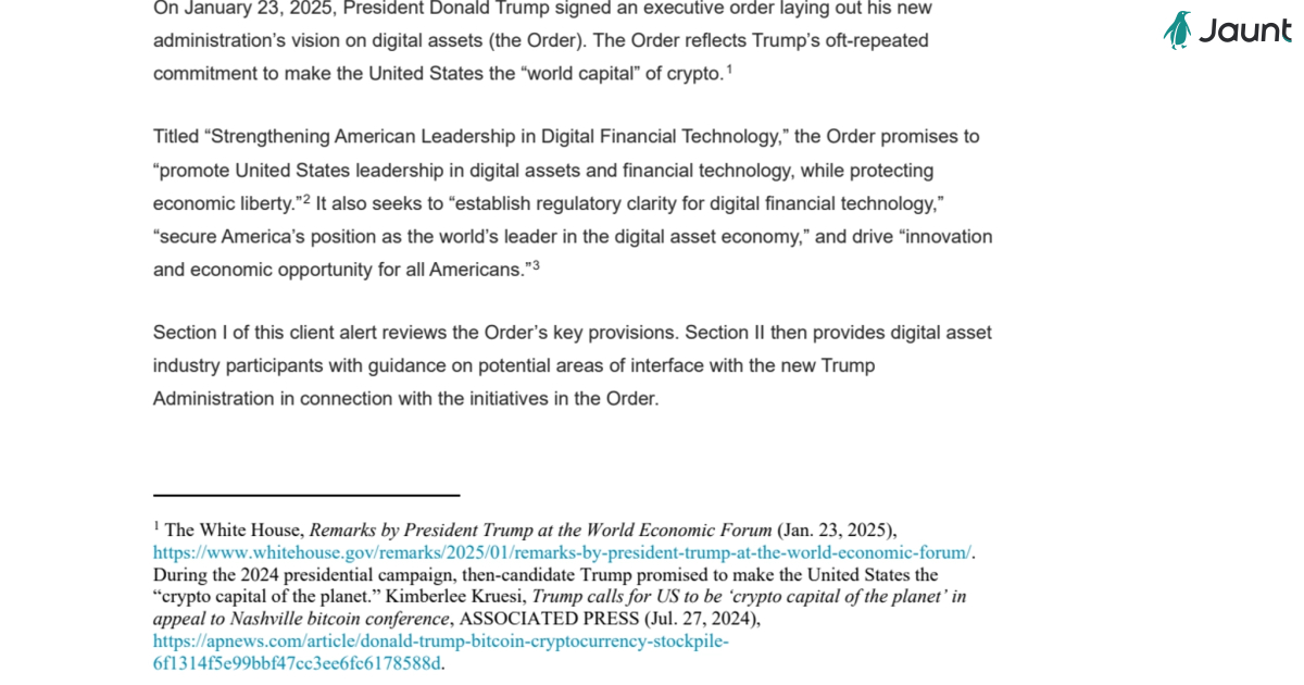 President Trump Signs Executive Order to Strengthen American Leadership in Digital Financial Technology