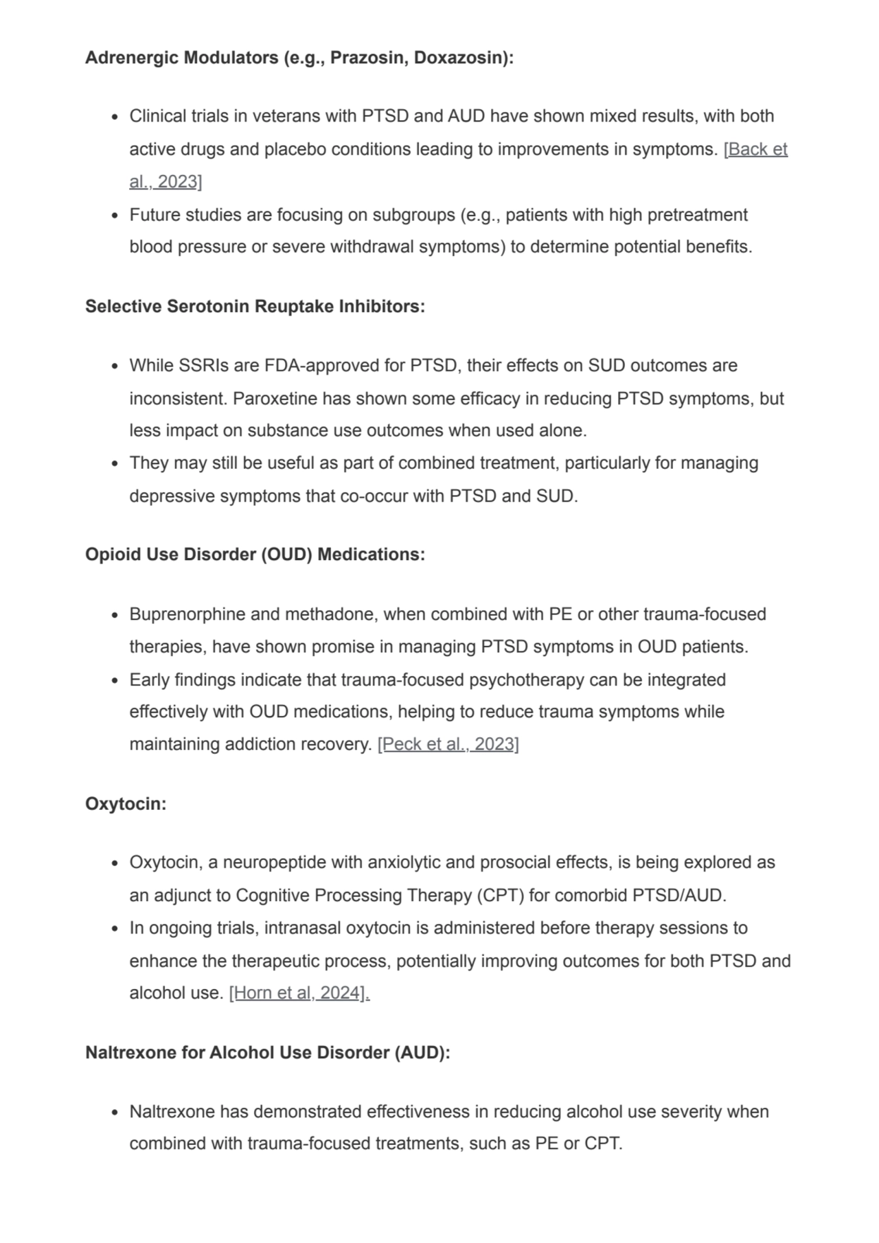 Adrenergic Modulators (e.g., Prazosin, Doxazosin):
Clinical trials in veterans with PTSD and AUD h…