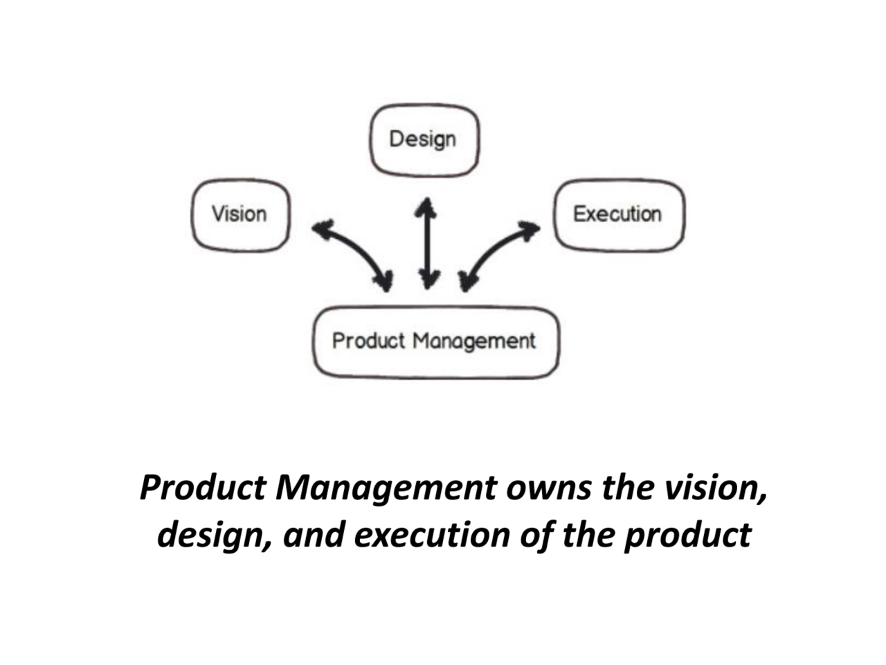 Product Management owns the vision, 
design, and execution of the product 