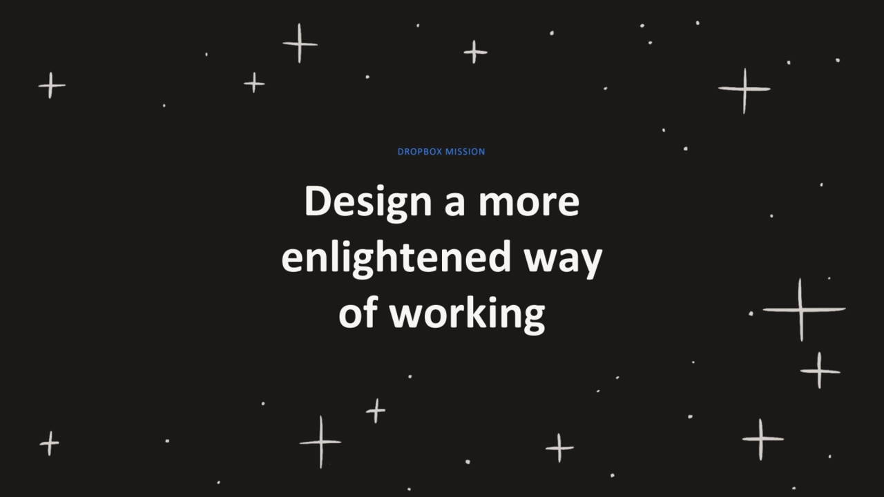 Design a more
enlightened way
of working 
DROPBOX MISSION