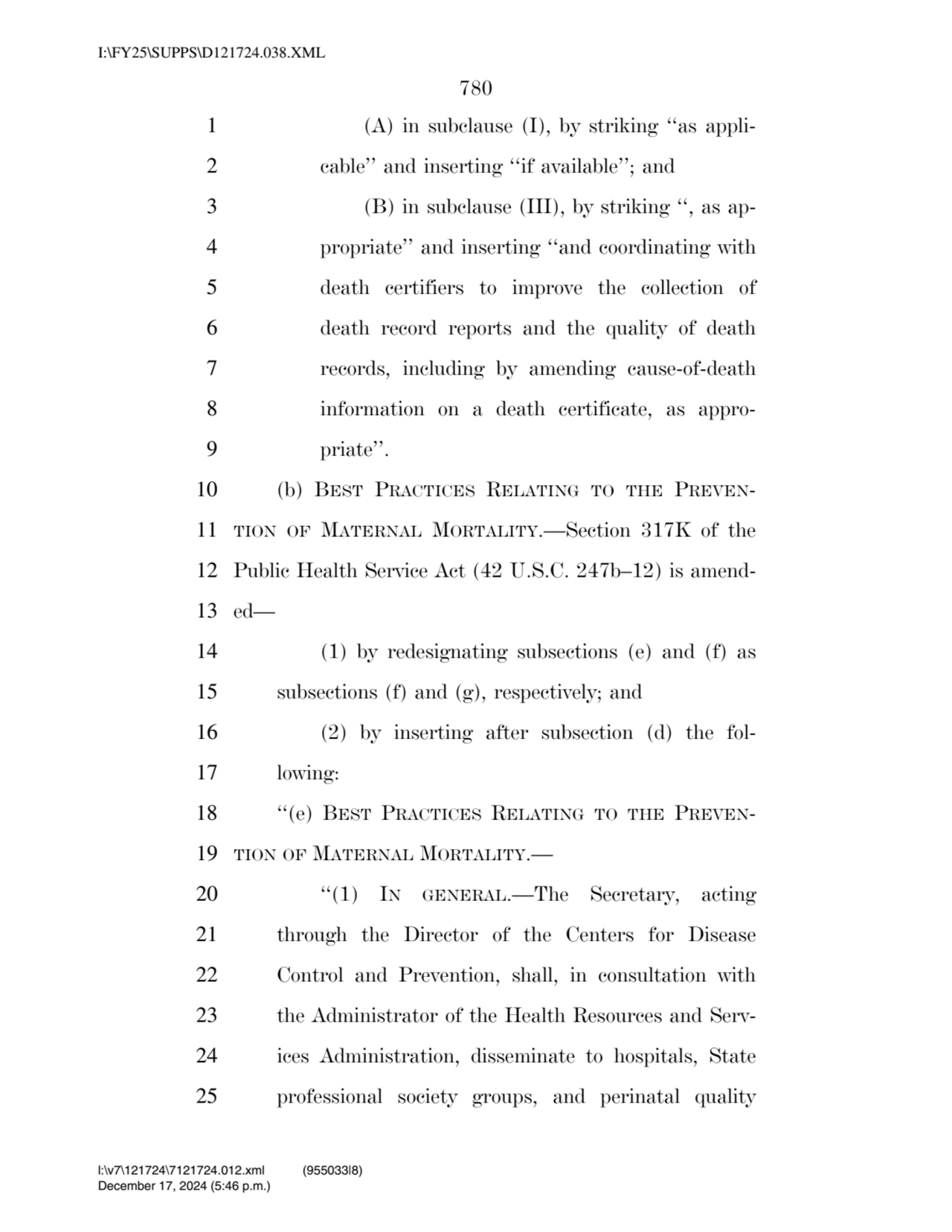 780 
1 (A) in subclause (I), by striking ‘‘as appli2 cable’’ and inserting ‘‘if available’’; and …