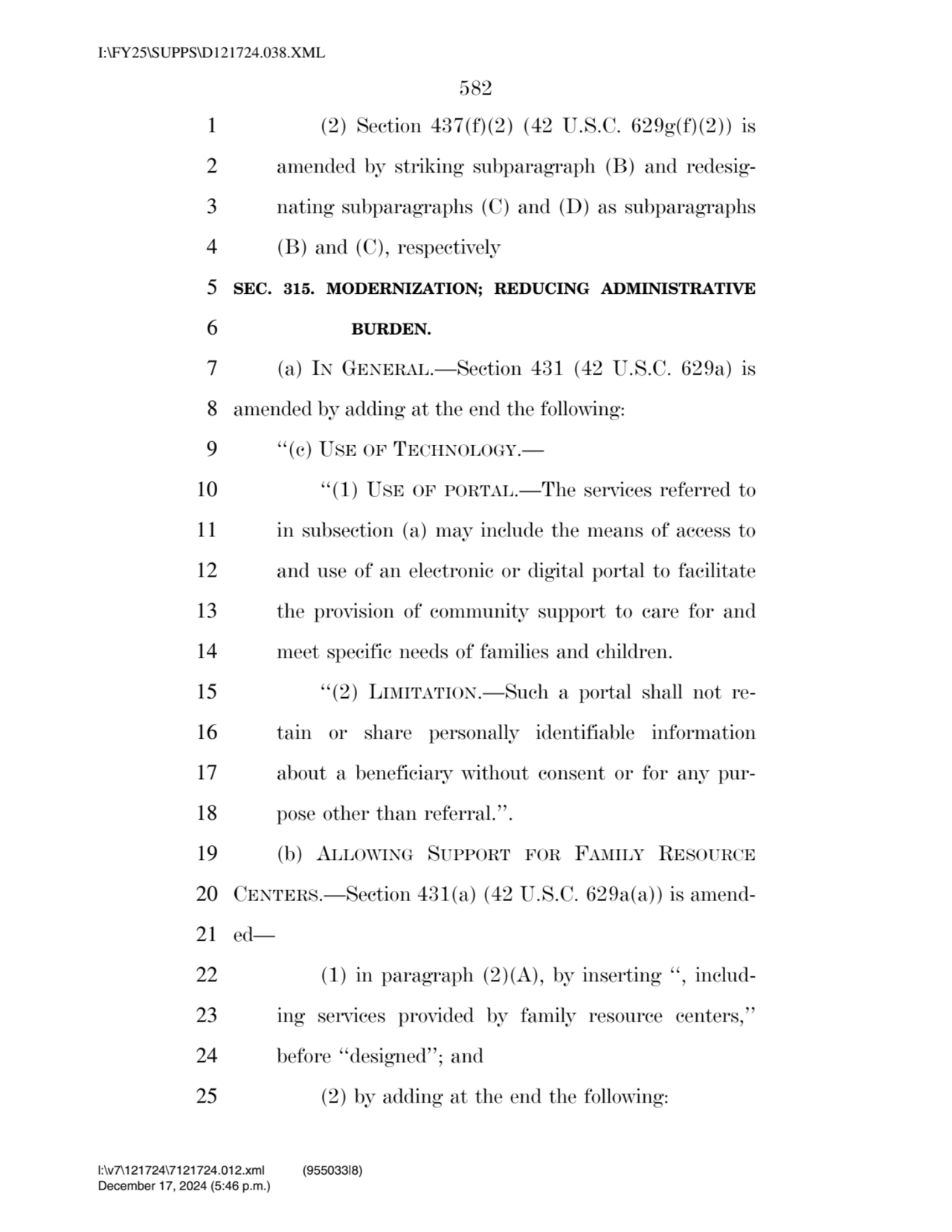 582 
1 (2) Section 437(f)(2) (42 U.S.C. 629g(f)(2)) is 
2 amended by striking subparagraph (B) an…