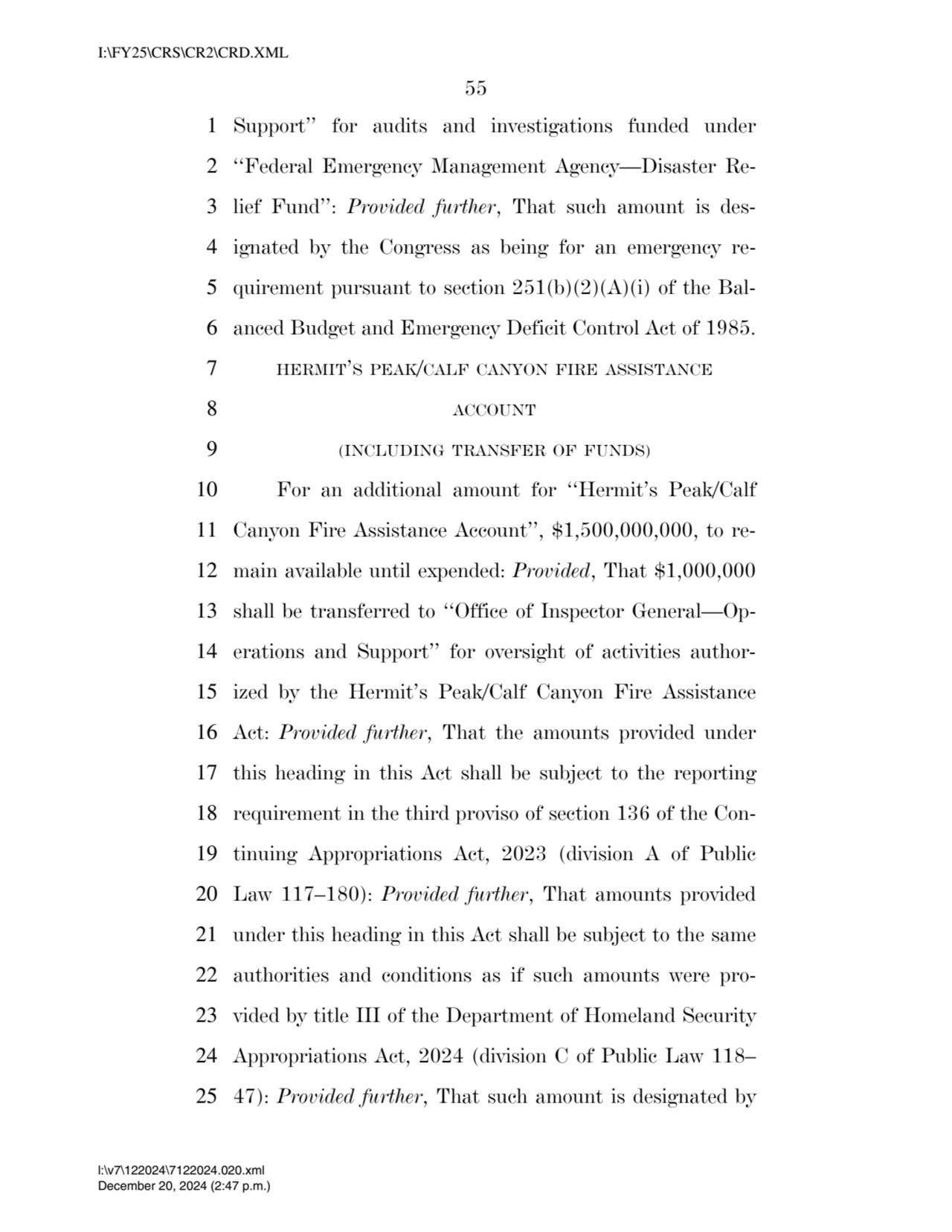 55 
1 Support’’ for audits and investigations funded under 
2 ‘‘Federal Emergency Management Agen…