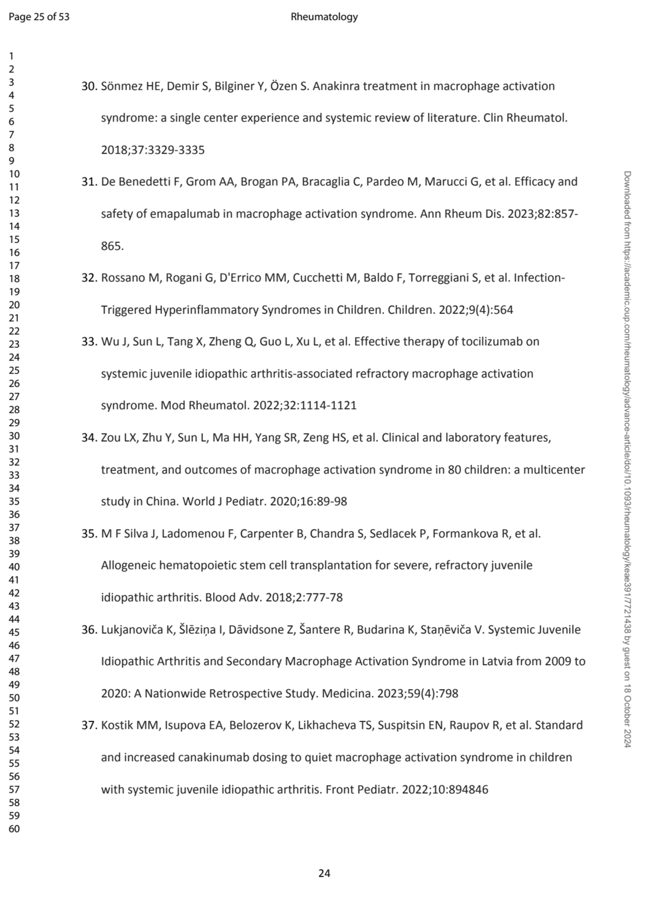 24
30. Sönmez HE, Demir S, Bilginer Y, Özen S. Anakinra treatment in macrophage activation 
syndr…