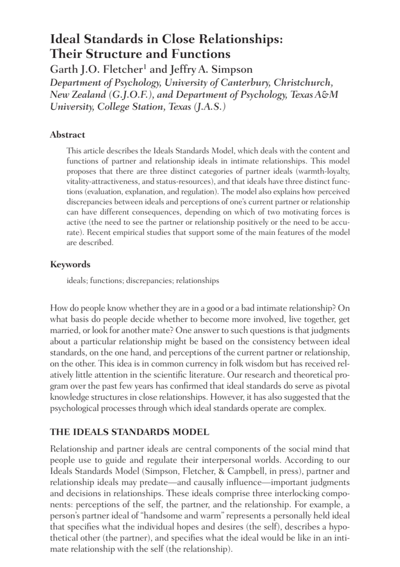 Ideal Standards in Close Relationships:
Their Structure and Functions
Garth J.O. Fletcher1 and Je…