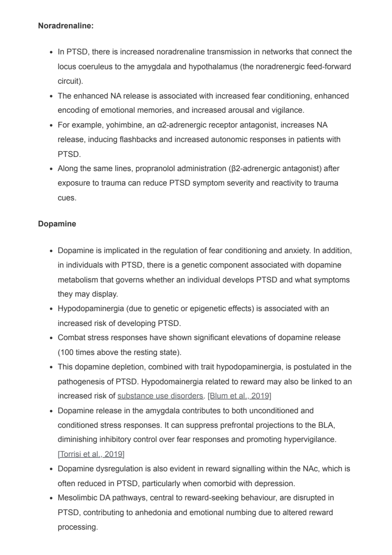 Noradrenaline:
In PTSD, there is increased noradrenaline transmission in networks that connect the…