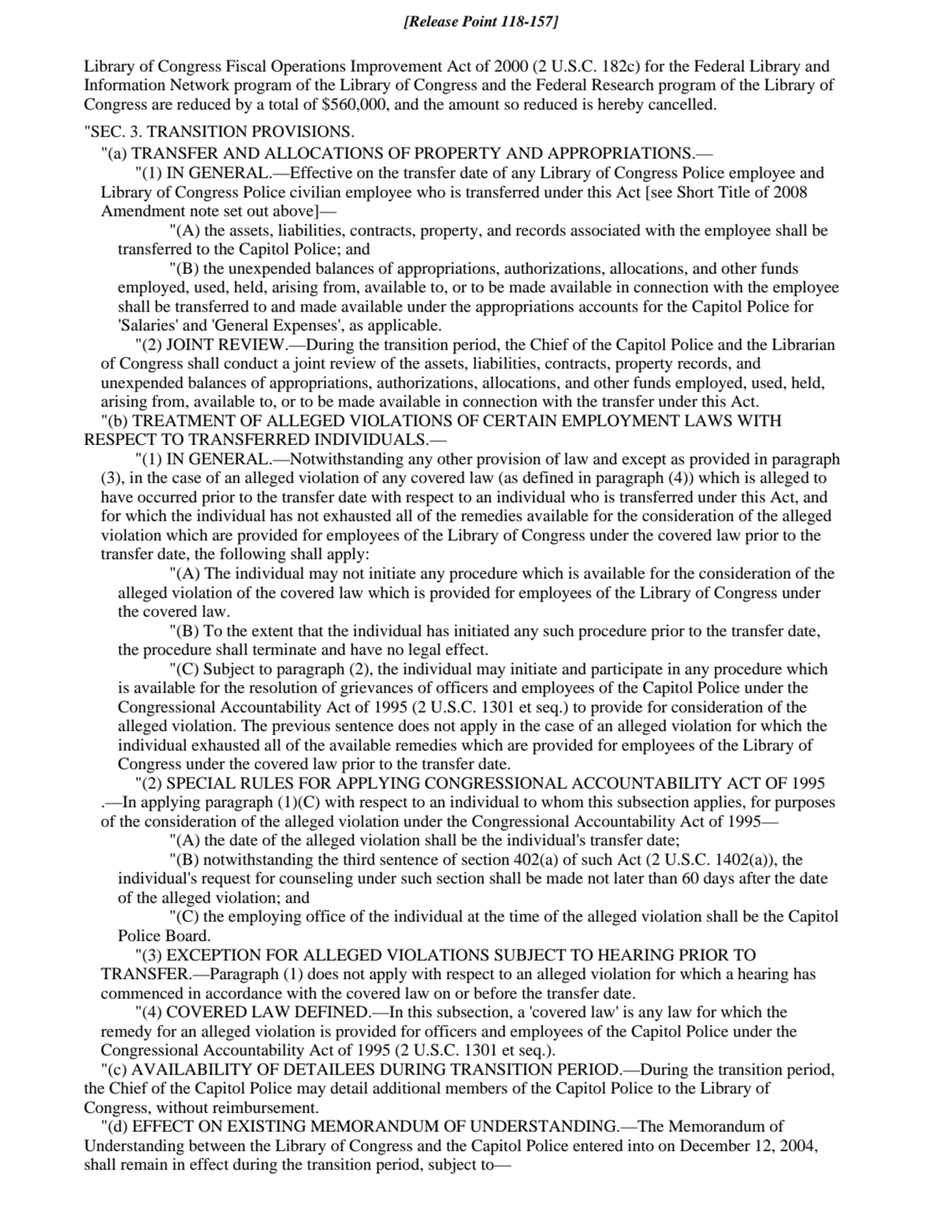 Library of Congress Fiscal Operations Improvement Act of 2000 (2 U.S.C. 182c) for the Federal Libra…