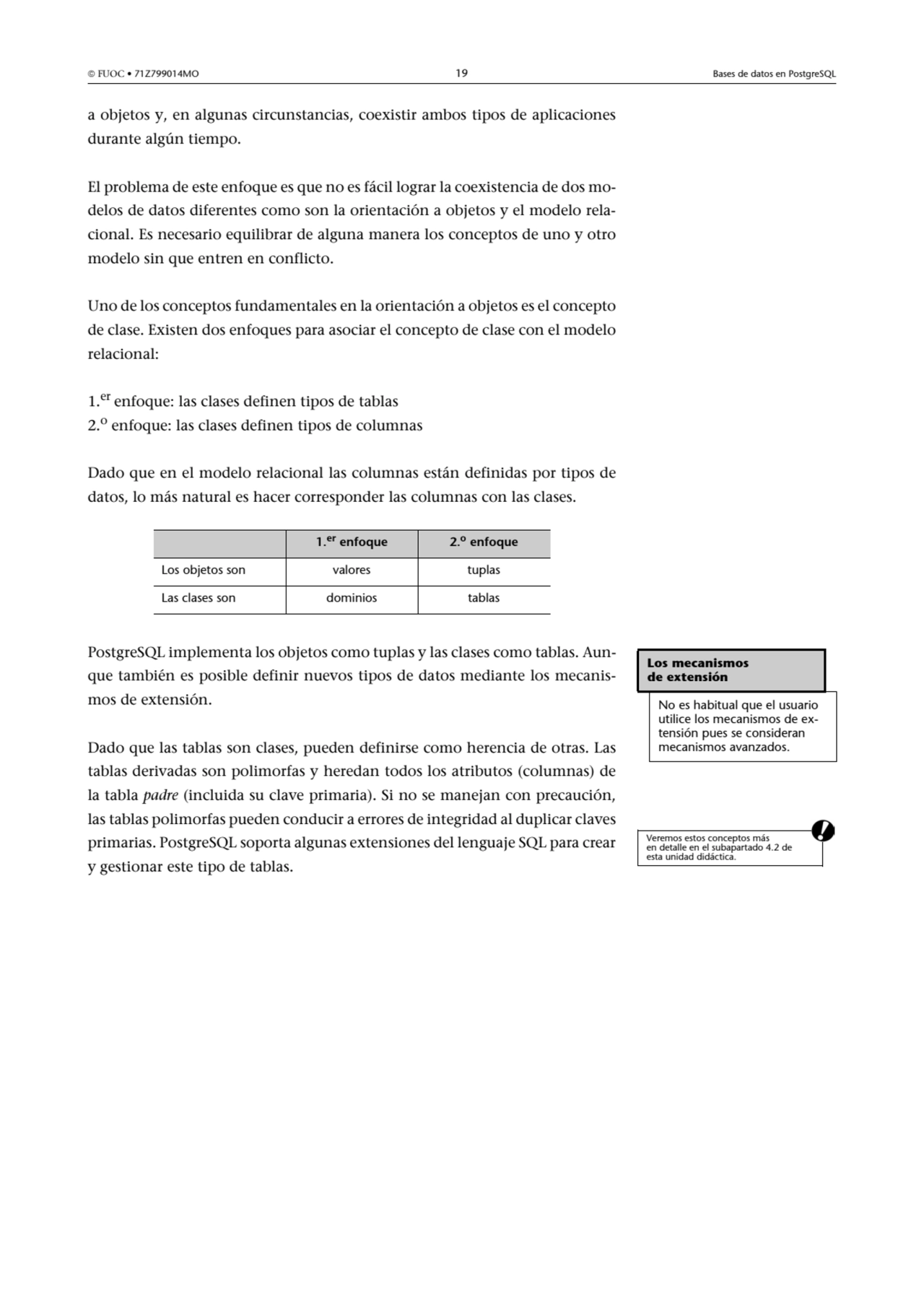  FUOC • 71Z799014MO 19 Bases de datos en PostgreSQL
a objetos y, en algunas circunstancias, coexi…