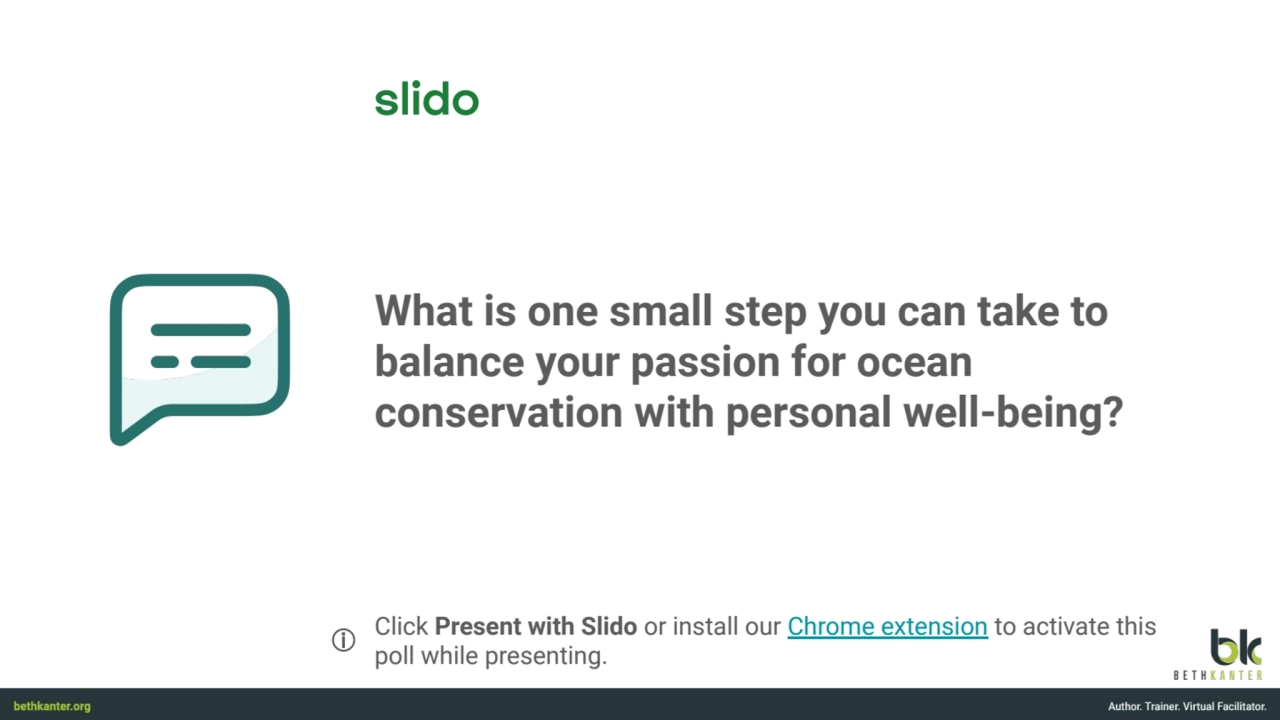 What is one small step you can take to 
balance your passion for ocean 
conservation with persona…