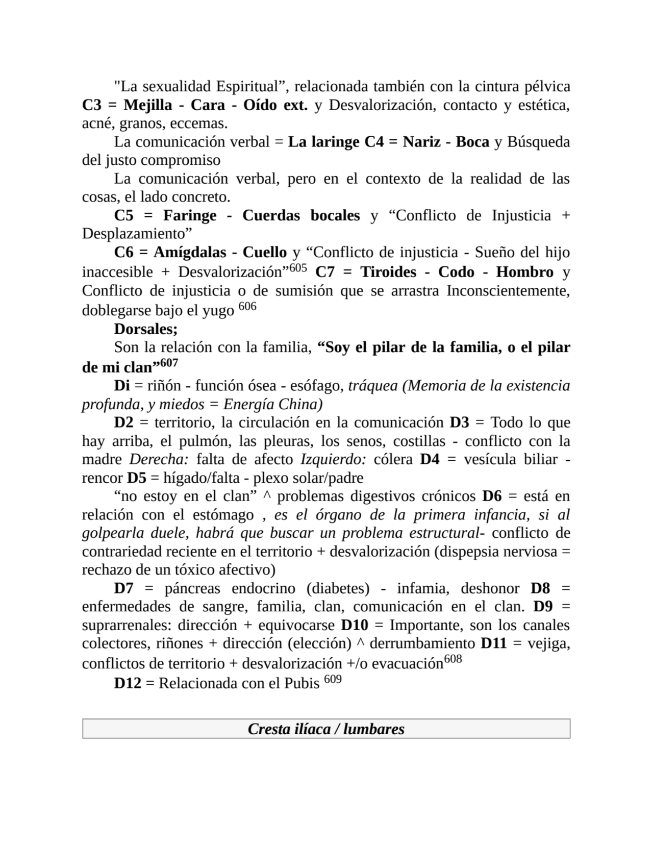 "La sexualidad Espiritual”, relacionada también con la cintura pélvica
C3 = Mejilla - Cara - Oído …