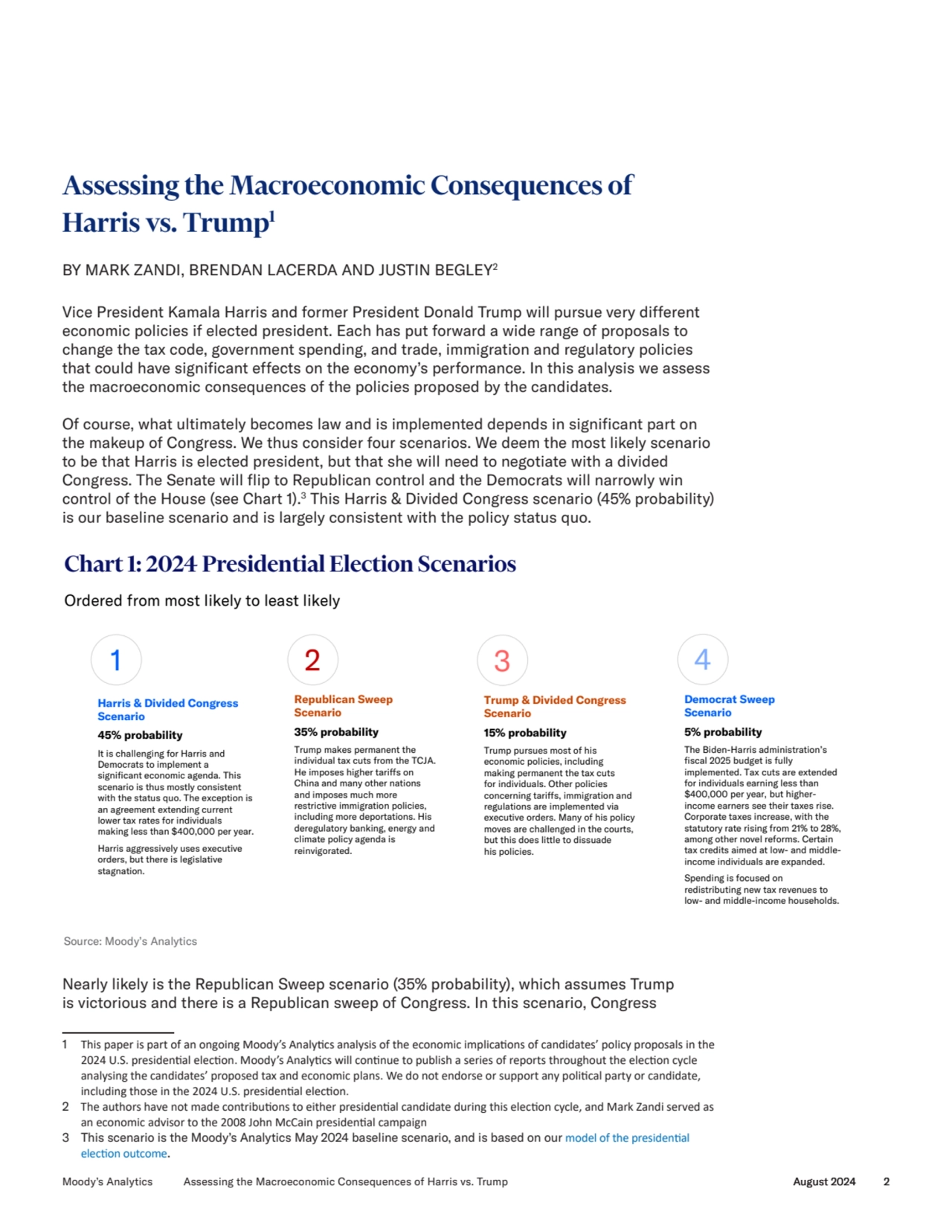 Assessing the Macroeconomic Consequences of
Harris vs. Trump1
BY MARK ZANDI, BRENDAN LACERDA AND …