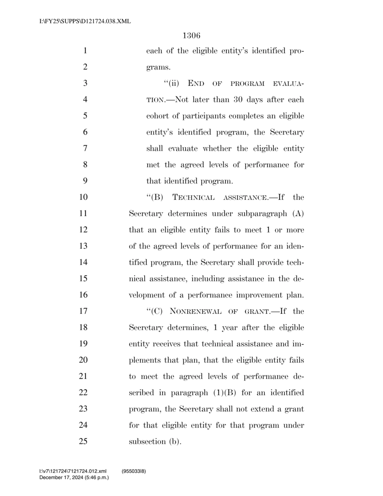 1306 
1 each of the eligible entity’s identified pro2 grams. 
3 ‘‘(ii) END OF PROGRAM EVALUA4 T…