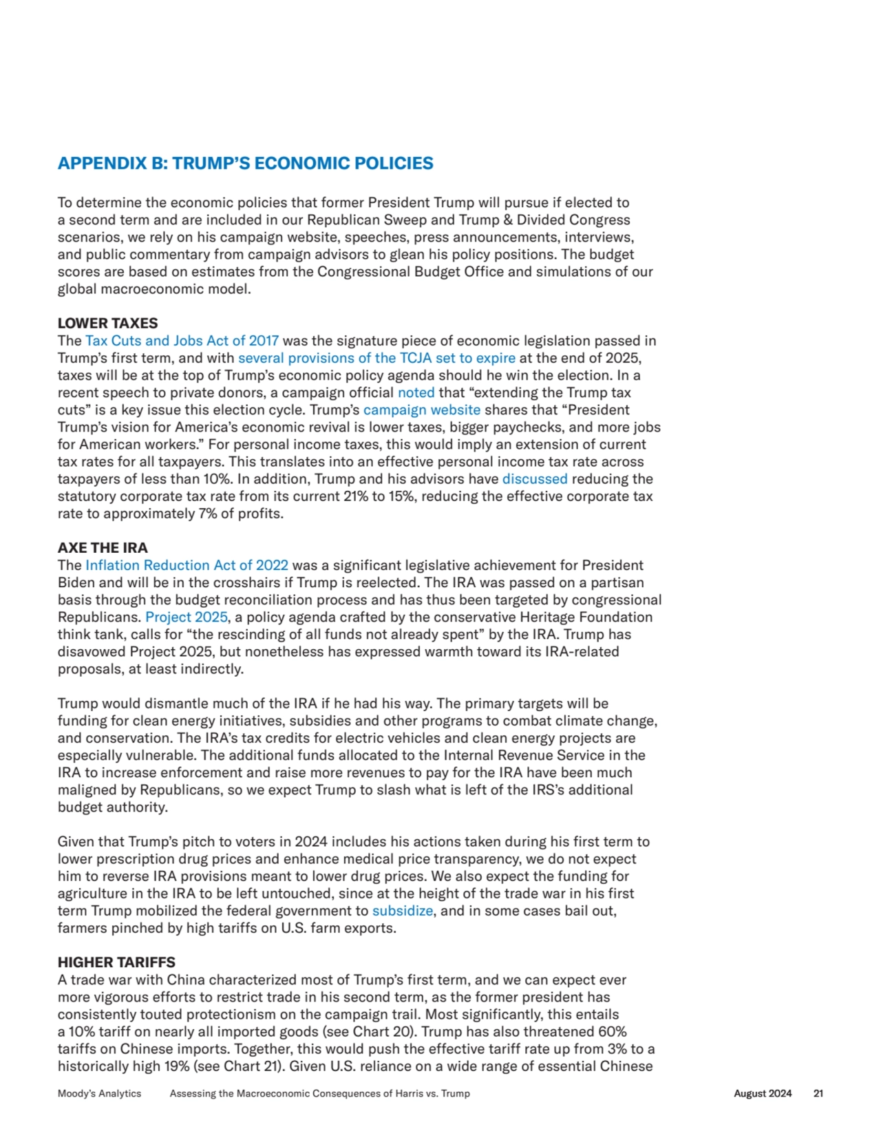 APPENDIX B: TRUMP’S ECONOMIC POLICIES
To determine the economic policies that former President Tru…