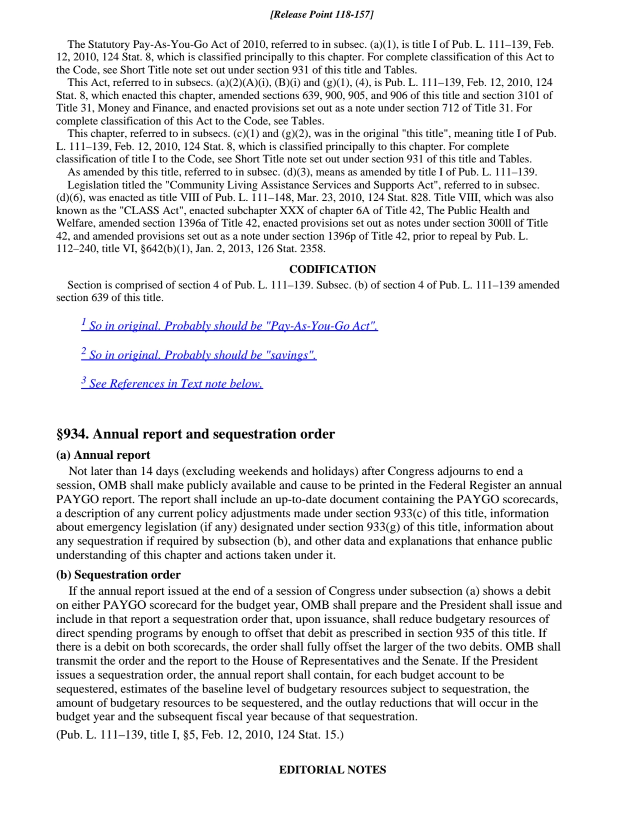 The Statutory Pay-As-You-Go Act of 2010, referred to in subsec. (a)(1), is title I of Pub. L. 111–1…