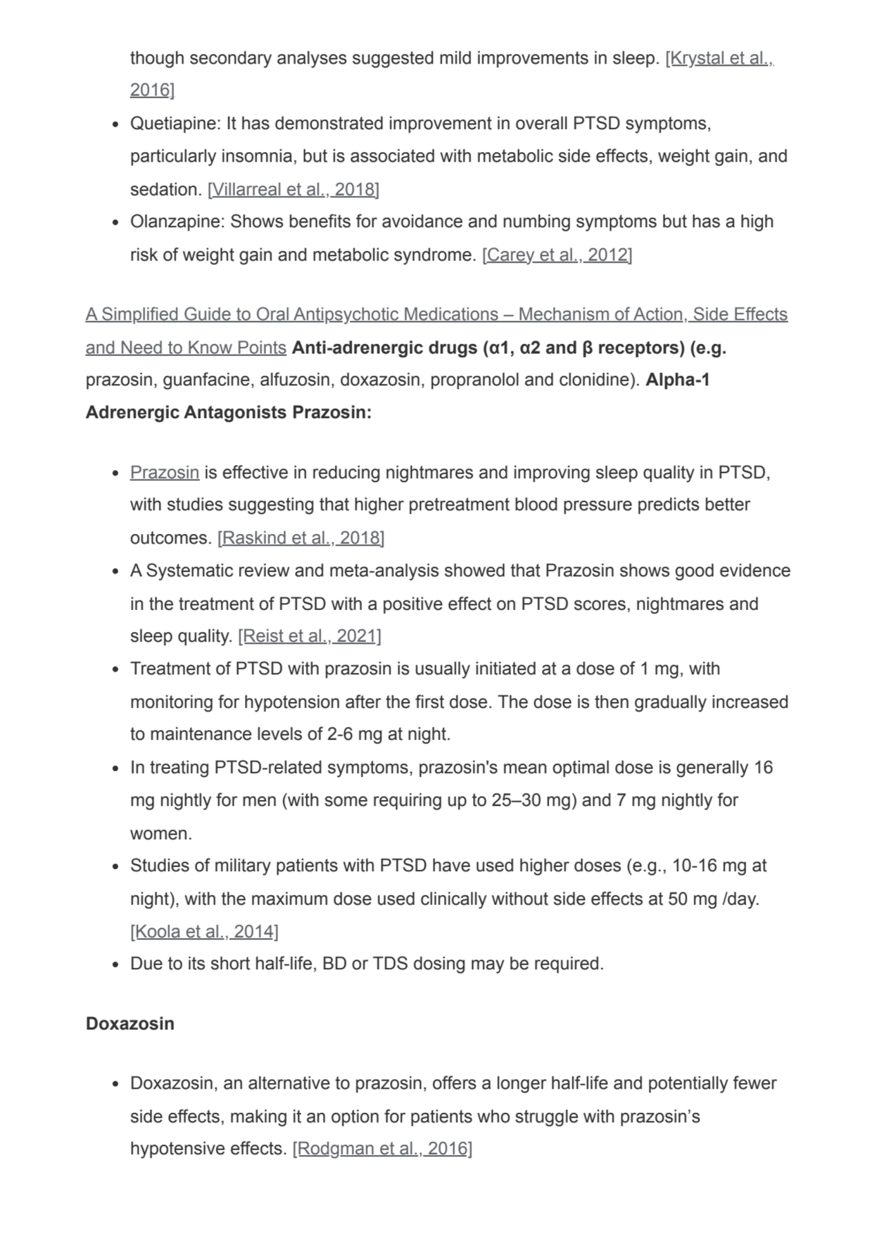 though secondary analyses suggested mild improvements in sleep. [Krystal et al.,
2016]
Quetiapine…