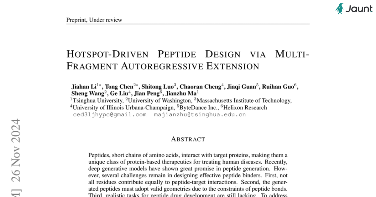 Hotspot driven peptide design