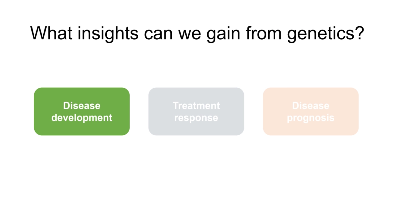 What insights can we gain from genetics?
Disease 
development
Disease 
prognosis
Treatment 
r…