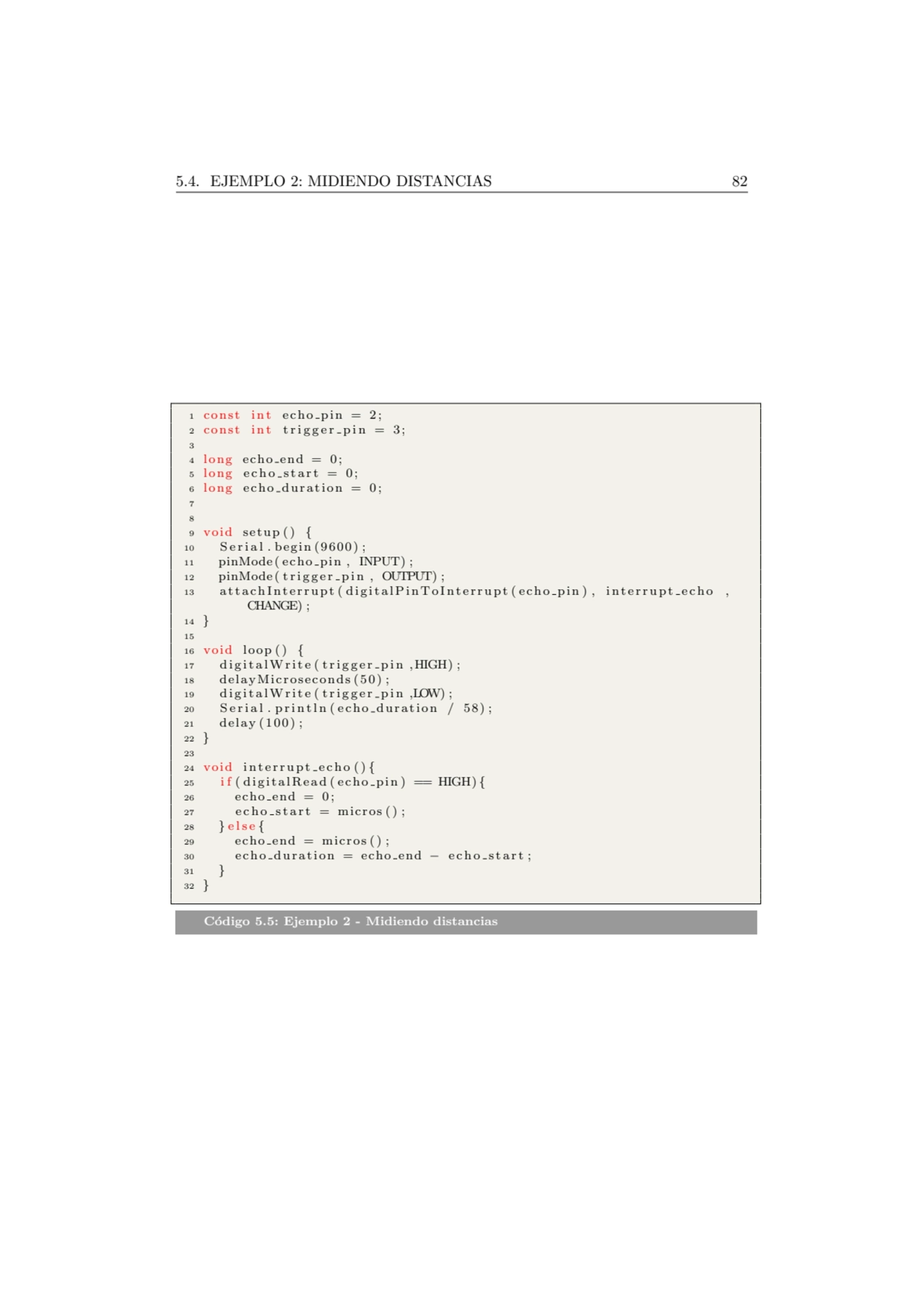 5.4. EJEMPLO 2: MIDIENDO DISTANCIAS 82
1 c o n s t i n t e c h o pi n = 2 ;
2 c o n s t i n t t r…