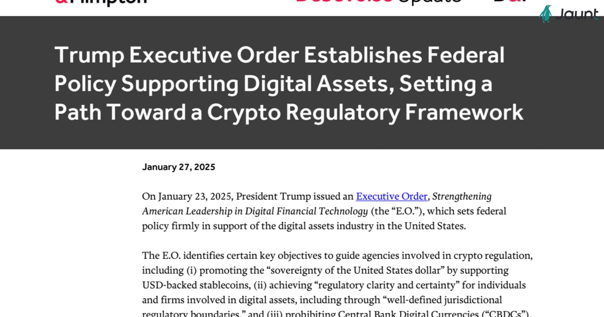 Trump Executive Order Strengthens Digital Assets Policy