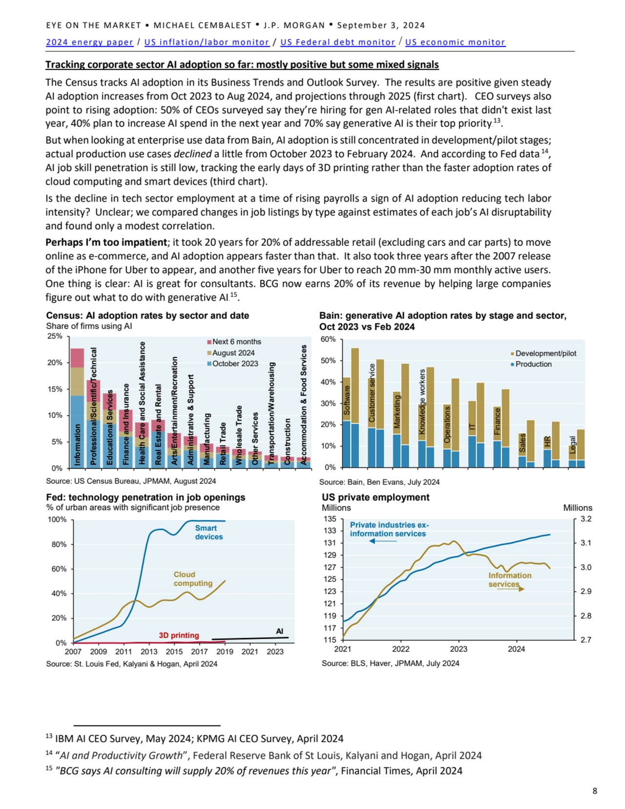 EYE ON THE MARKET • MICHAEL CEMBALEST • J.P. MORGAN • September 3, 2024
2024 energy paper / US inf…