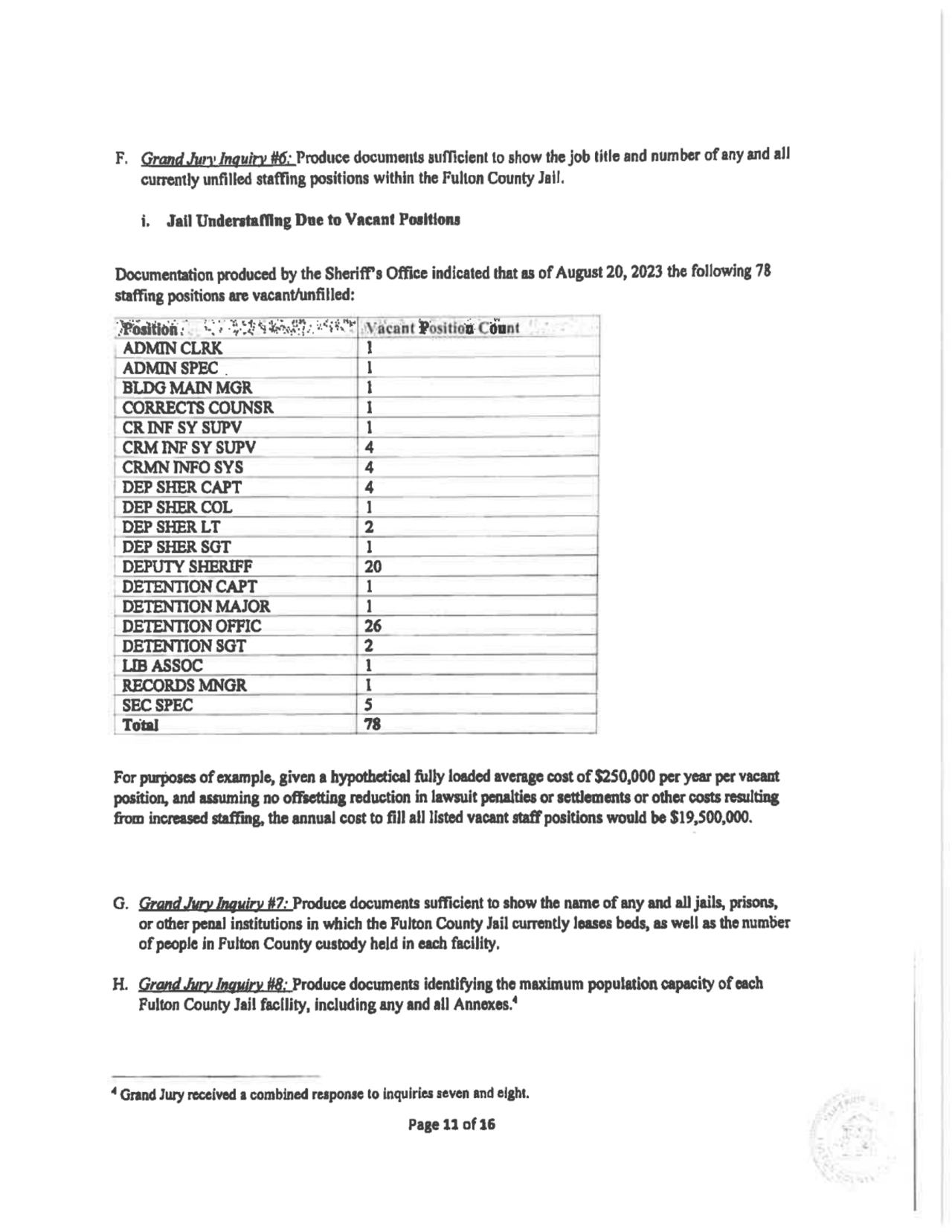 F. Grand.JrInquiry #6:Producedocuments uflicent 1showthe ob il and number ofsay andall currentlyuni…