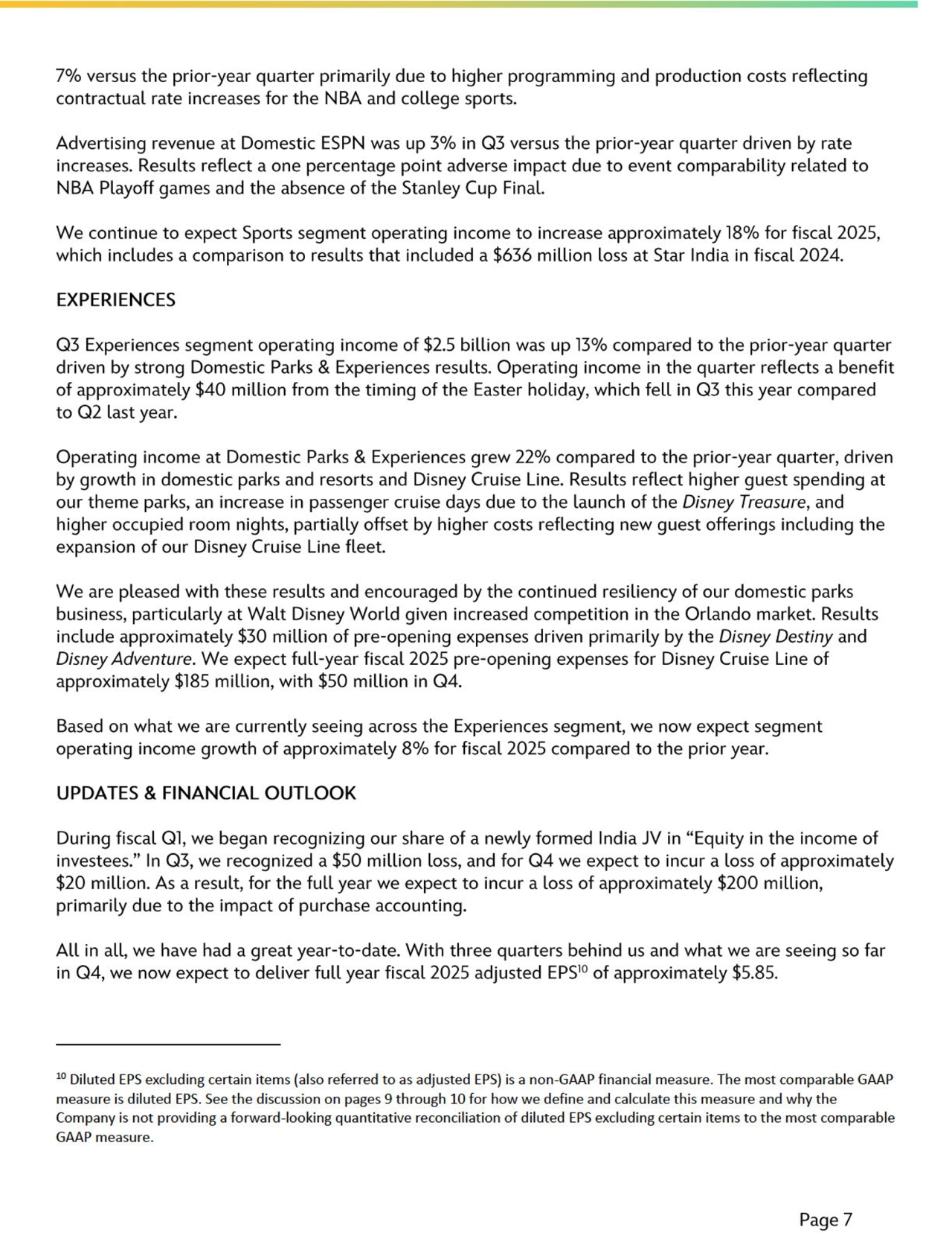 Disney's Q3 FY25 Earnings: Management Commentary - Page 8