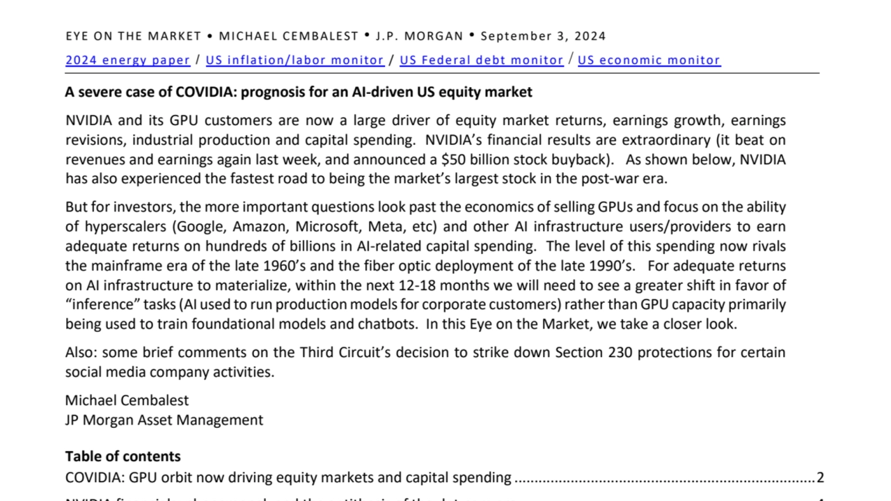 Eye on the Market - equities driven by AI technology 