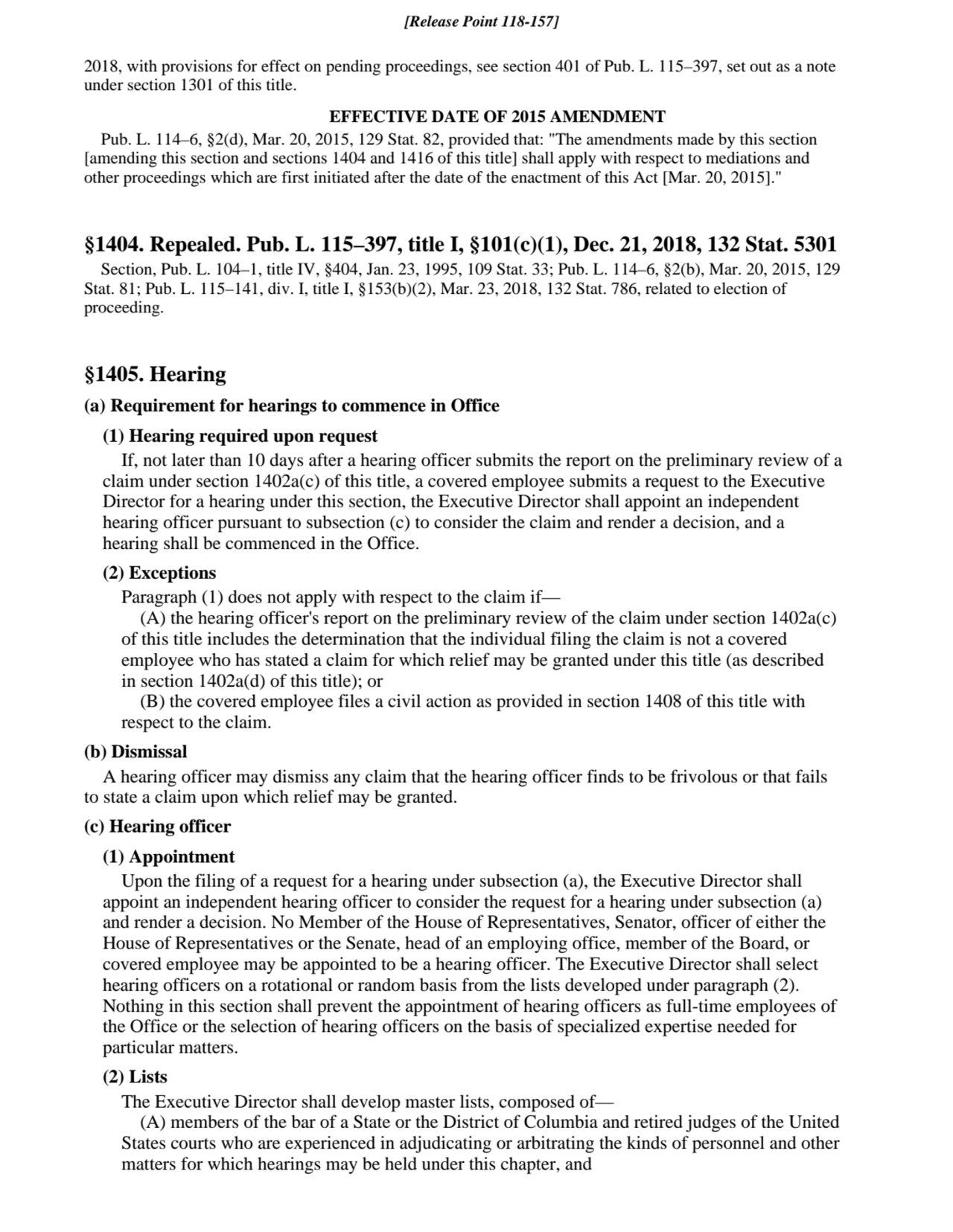 2018, with provisions for effect on pending proceedings, see section 401 of Pub. L. 115–397, set ou…