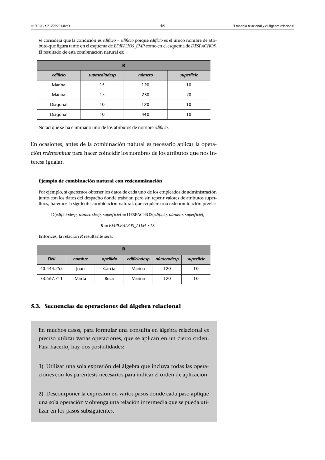  FUOC • 71Z799014MO 46 El modelo relacional y el álgebra relacional
se considera que la condición…