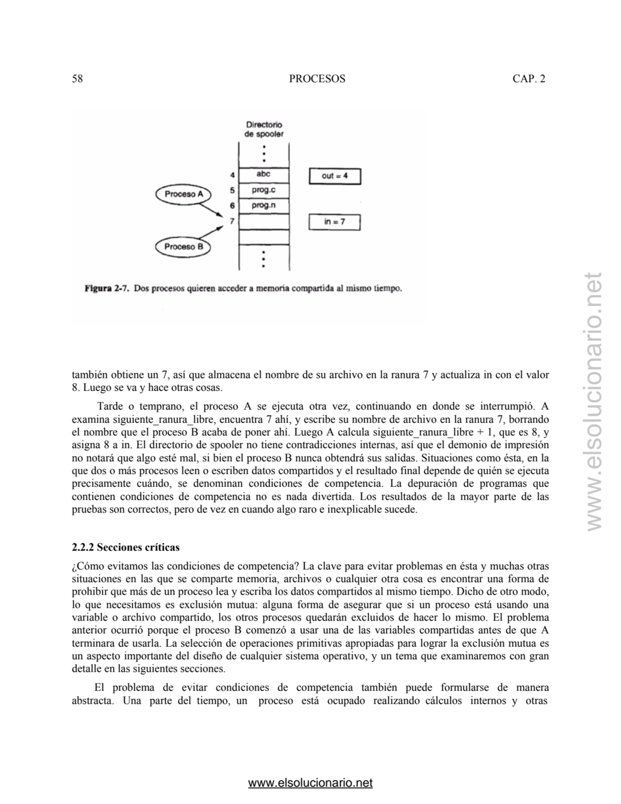 58 PROCESOS CAP. 2 
también obtiene un 7, así que almacena el nombre de su archivo en la ranura 7 …