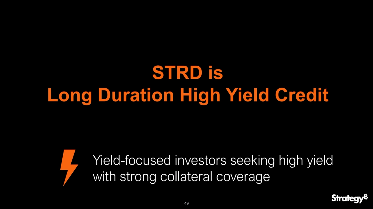 49
STRD is 
Long Duration High Yield Credit
Yield-focused investors seeking high yield 
with strong collateral coverage