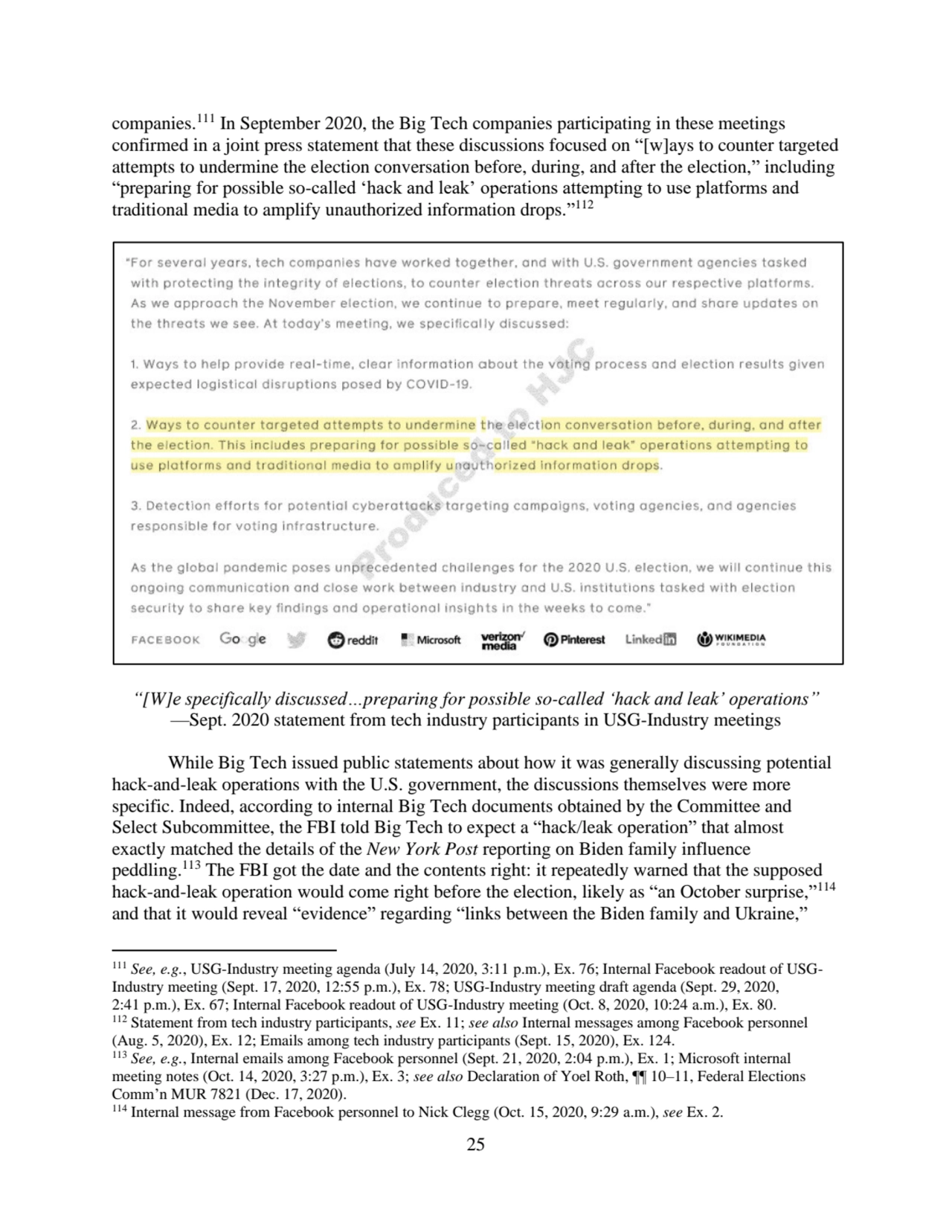 25
companies.
111 In September 2020, the Big Tech companies participating in these meetings 
con…